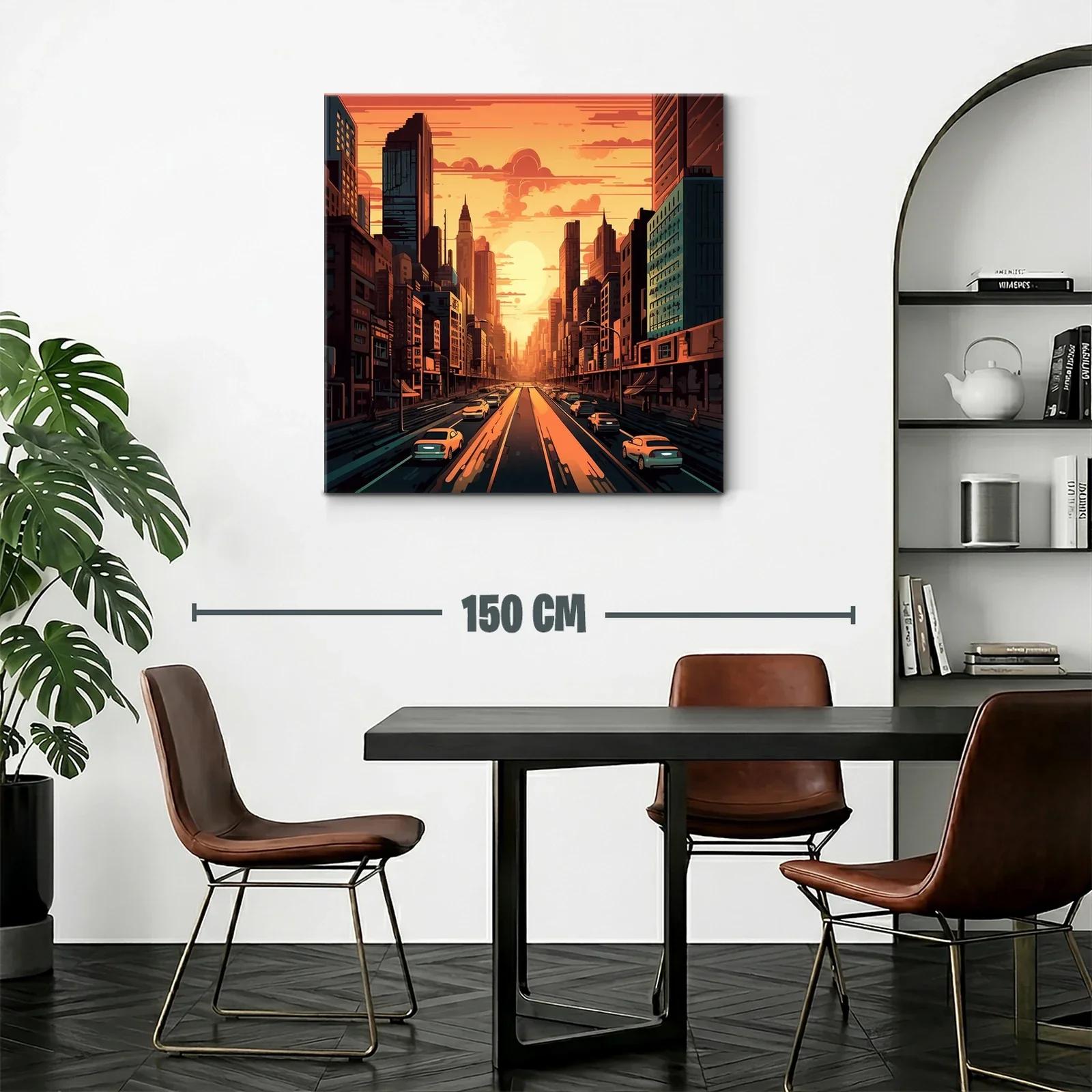 Atardecer urbano en ciudad con tráfico y rascacielos — miniatura 2