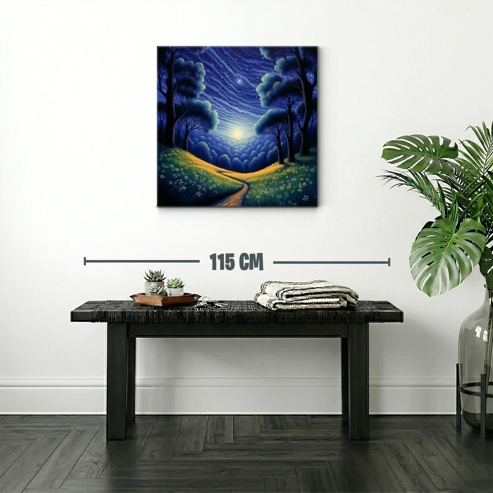 Paisaje nocturno con sendero y cielo estrellado — miniatura 2