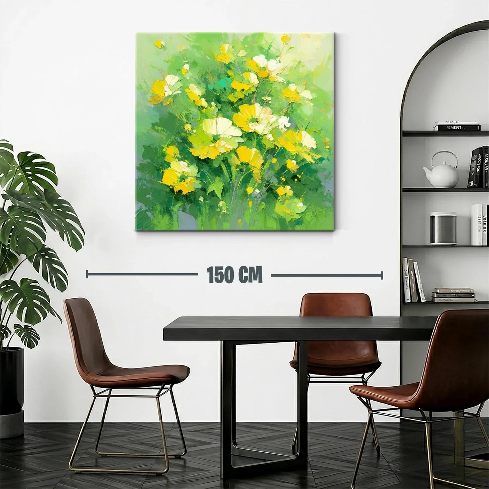 Ramo de flores amarillas sobre fondo verde vibrante — miniatura 2