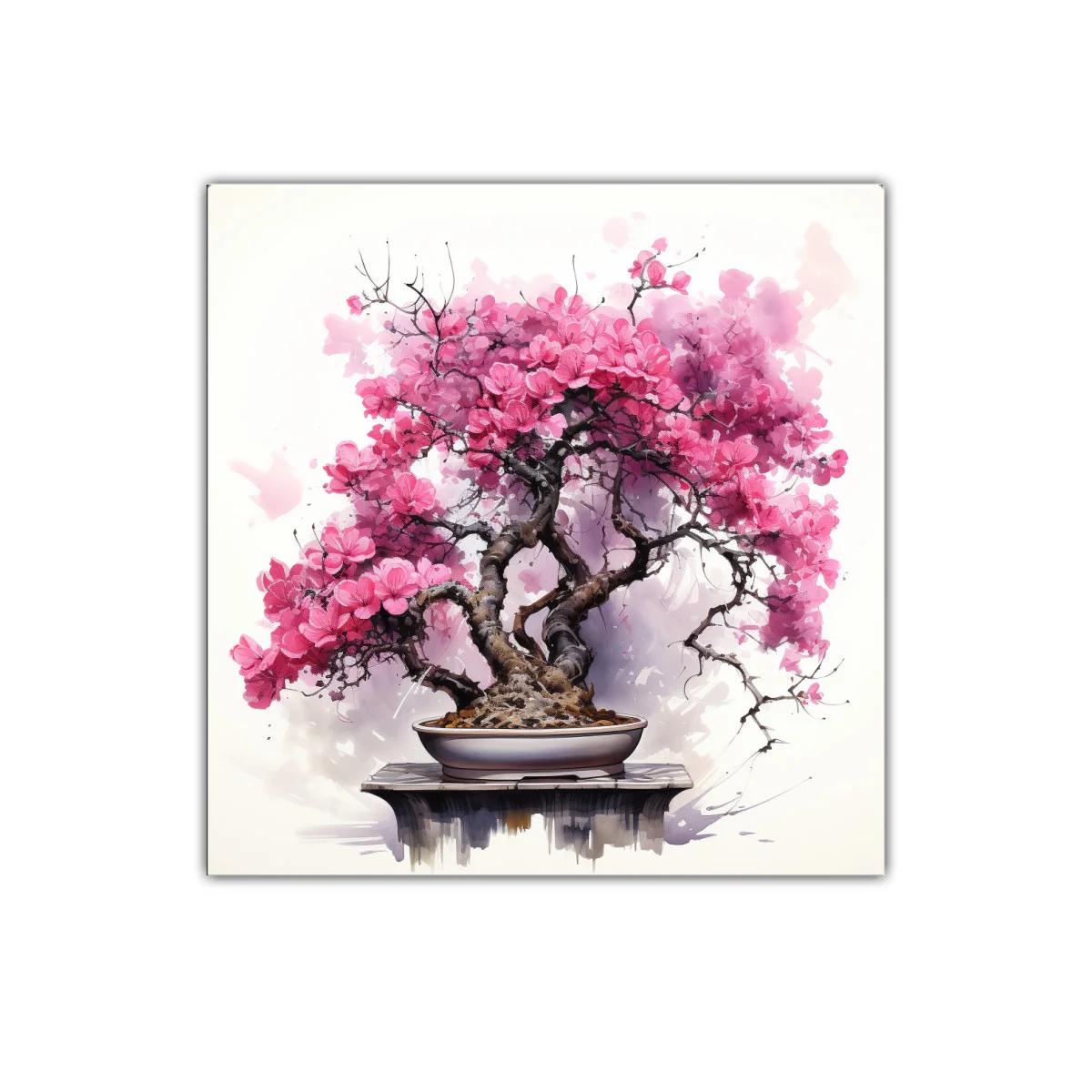 Elegancia natural con bonsái de flores rosas vibrantes