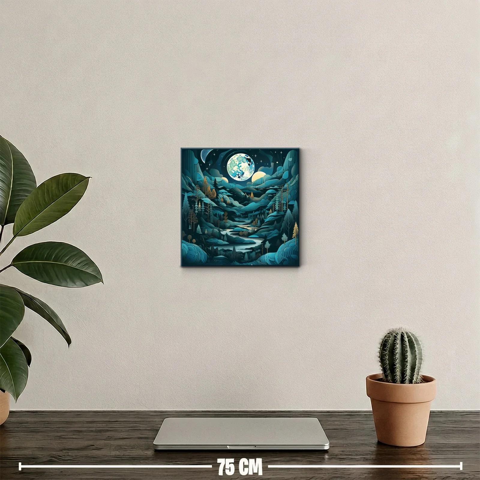 Paisaje nocturno con efecto de luna llena brillante — miniatura 2