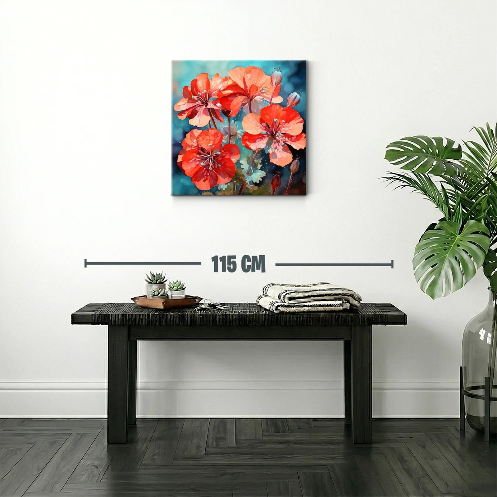 Flores rojas vibrantes sobre fondo azul turquesa — miniatura 2