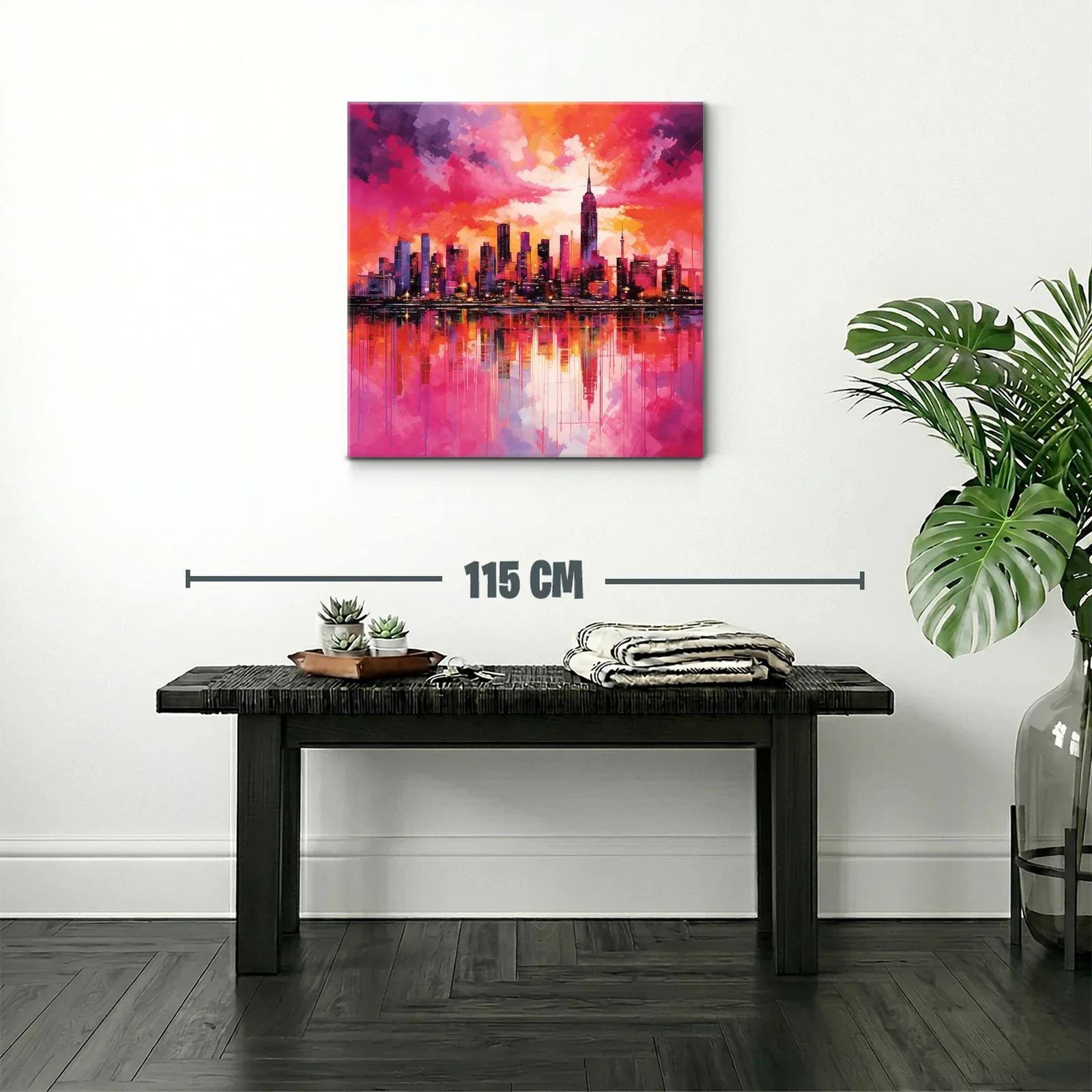 Atardecer vibrante en skyline urbano con reflejos intensos — miniatura 2