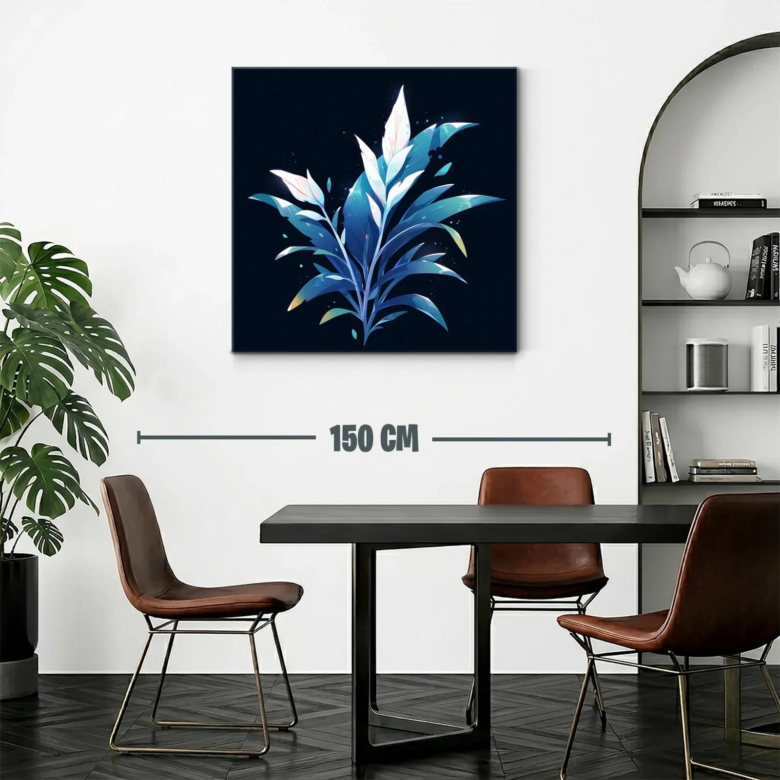 Plantas estilizadas en tonos azules y blancos sobre fondo oscuro — miniatura 2