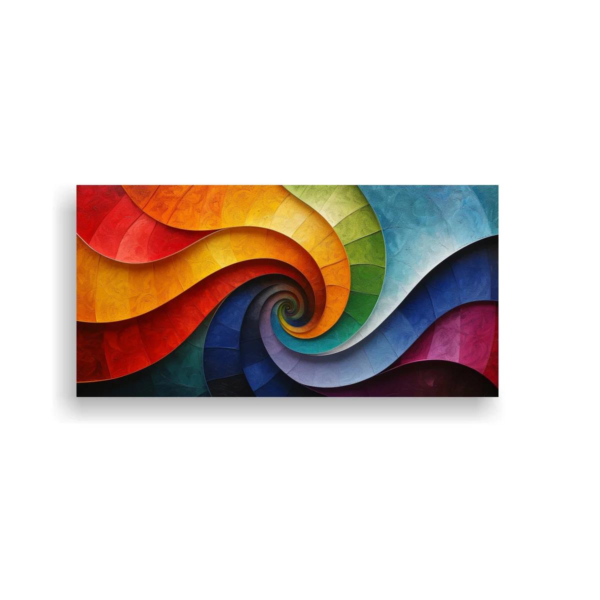 Cuadro espiral abstracta multicolor en bandas onduladas