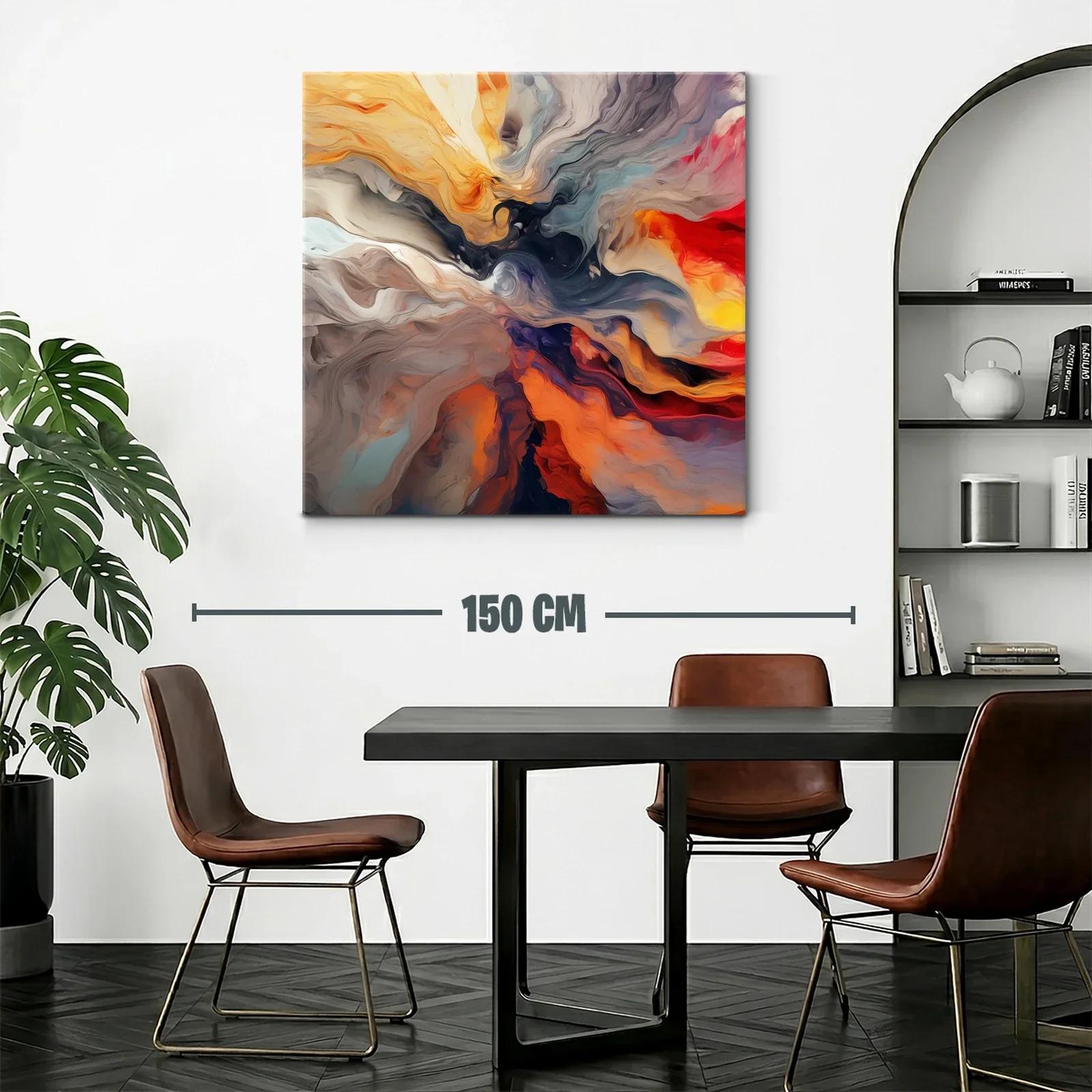 Cuadro abstracto con vibrantes tonos cálidos y fríos — miniatura 2