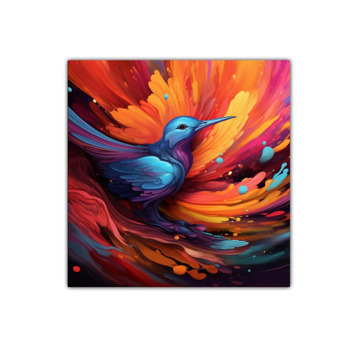 Colibrí vibrante en explosión de colores dinámicos — imagen principal