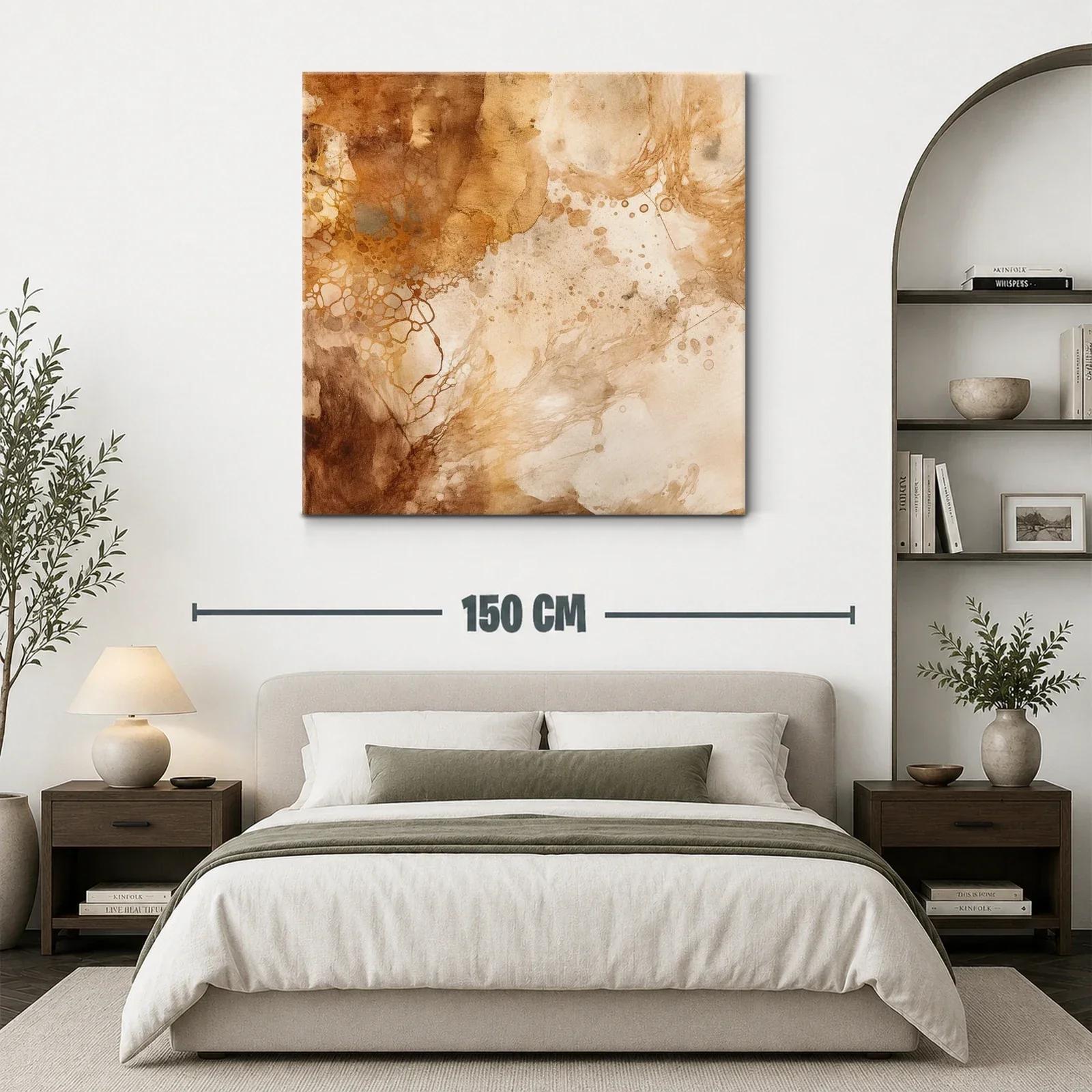 Cuadro abstracto en tonos tierra cálidos y orgánicos — miniatura 3