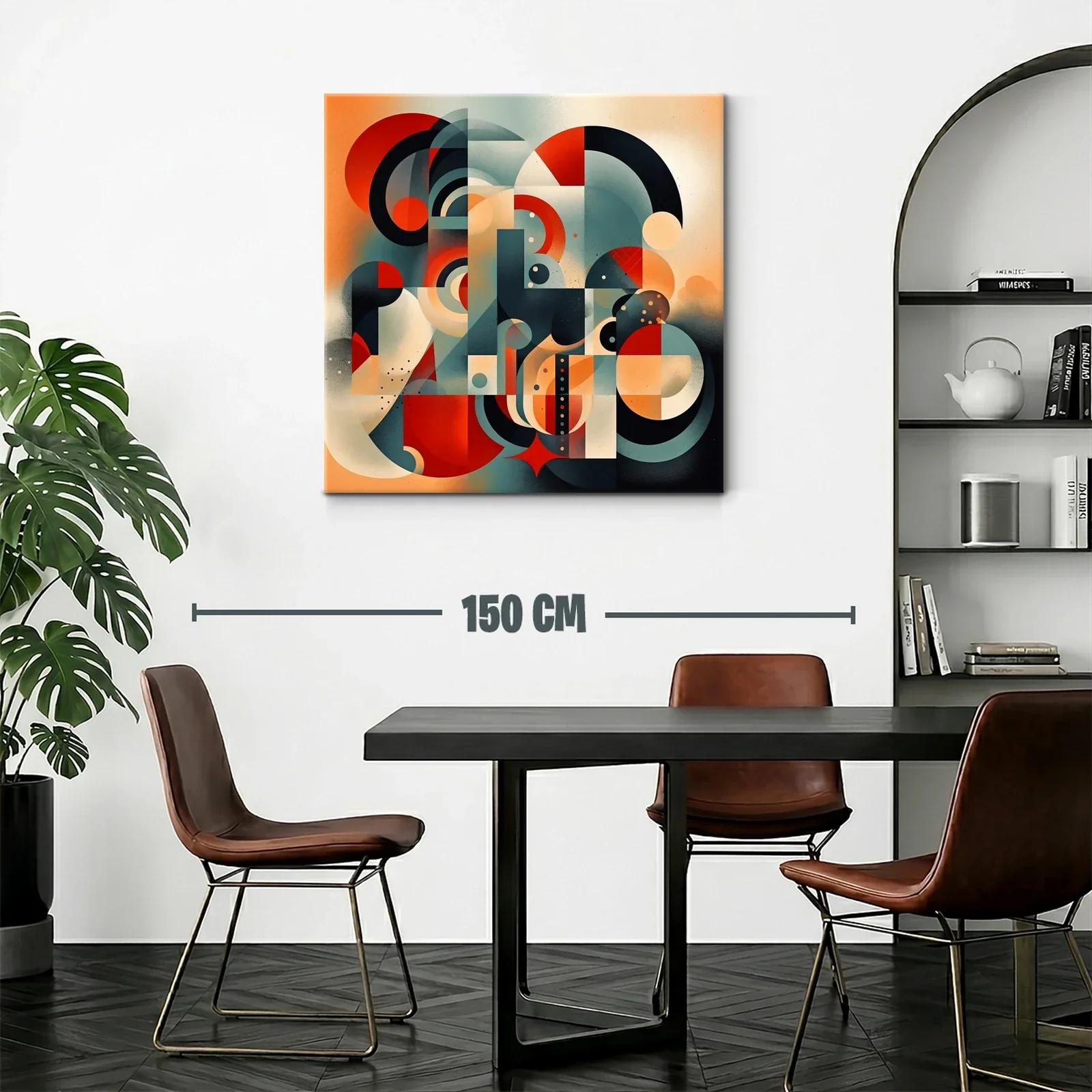 Composición abstracta geométrica en tonos cálidos y fríos — miniatura 2