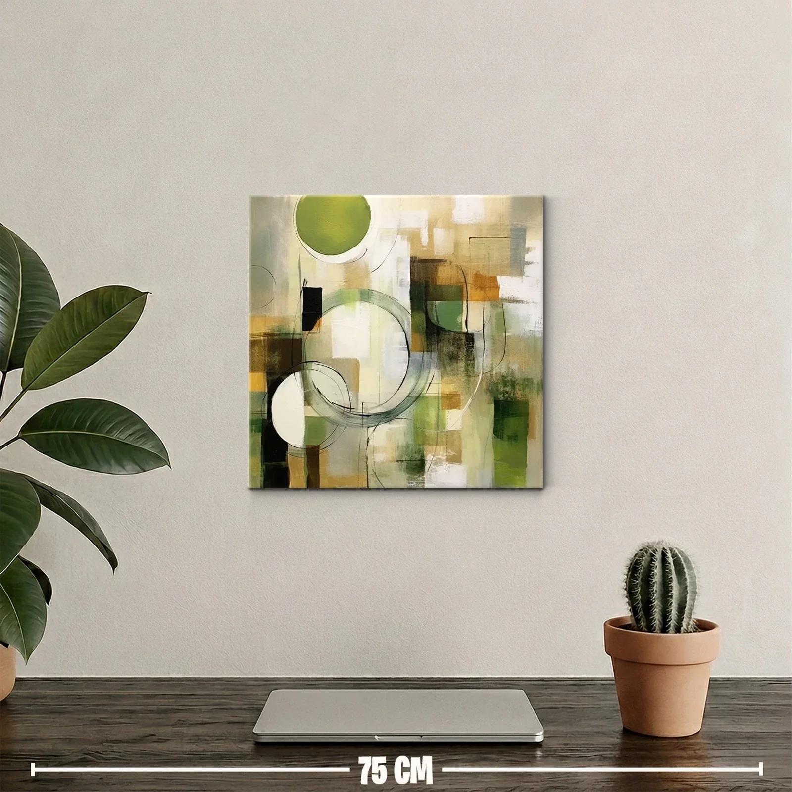 Composición abstracta con círculos y tonos verdes — miniatura 2