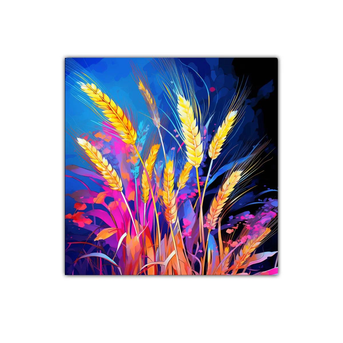 Trigo dorado con vibrantes tonos azul y rosa para decorar — imagen principal