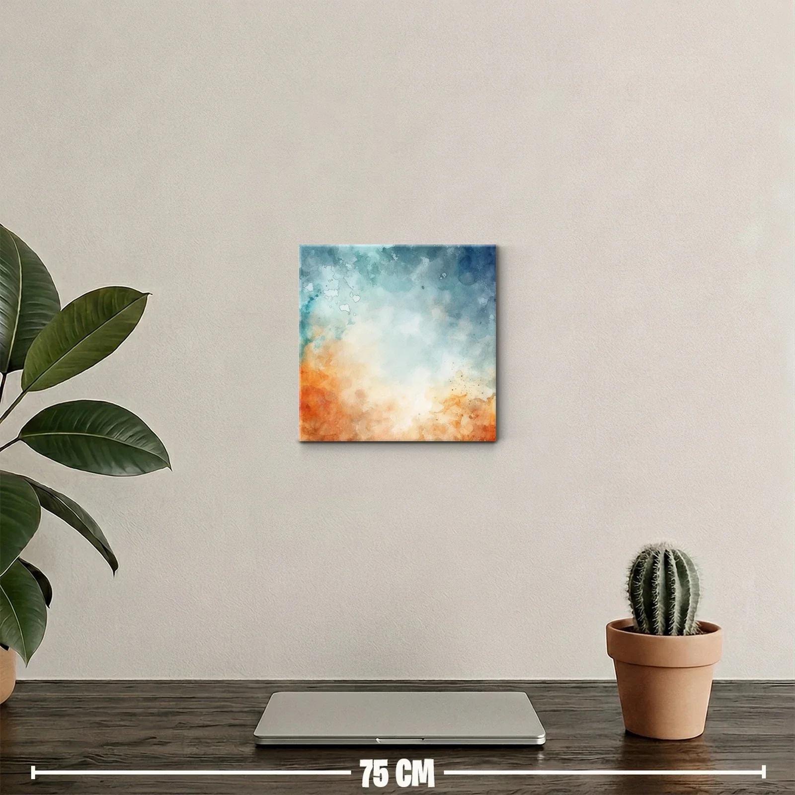 Cuadro abstracto con tonos cálidos y fríos en armonía — miniatura 2