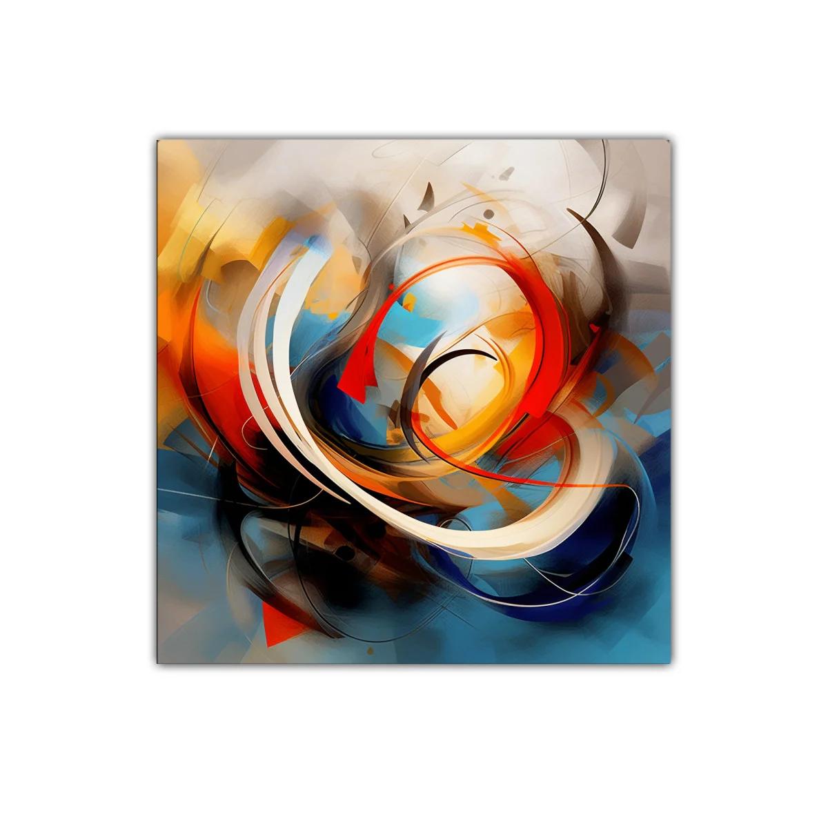 Composición abstracta dinámica con vibrantes tonos cálidos y fríos