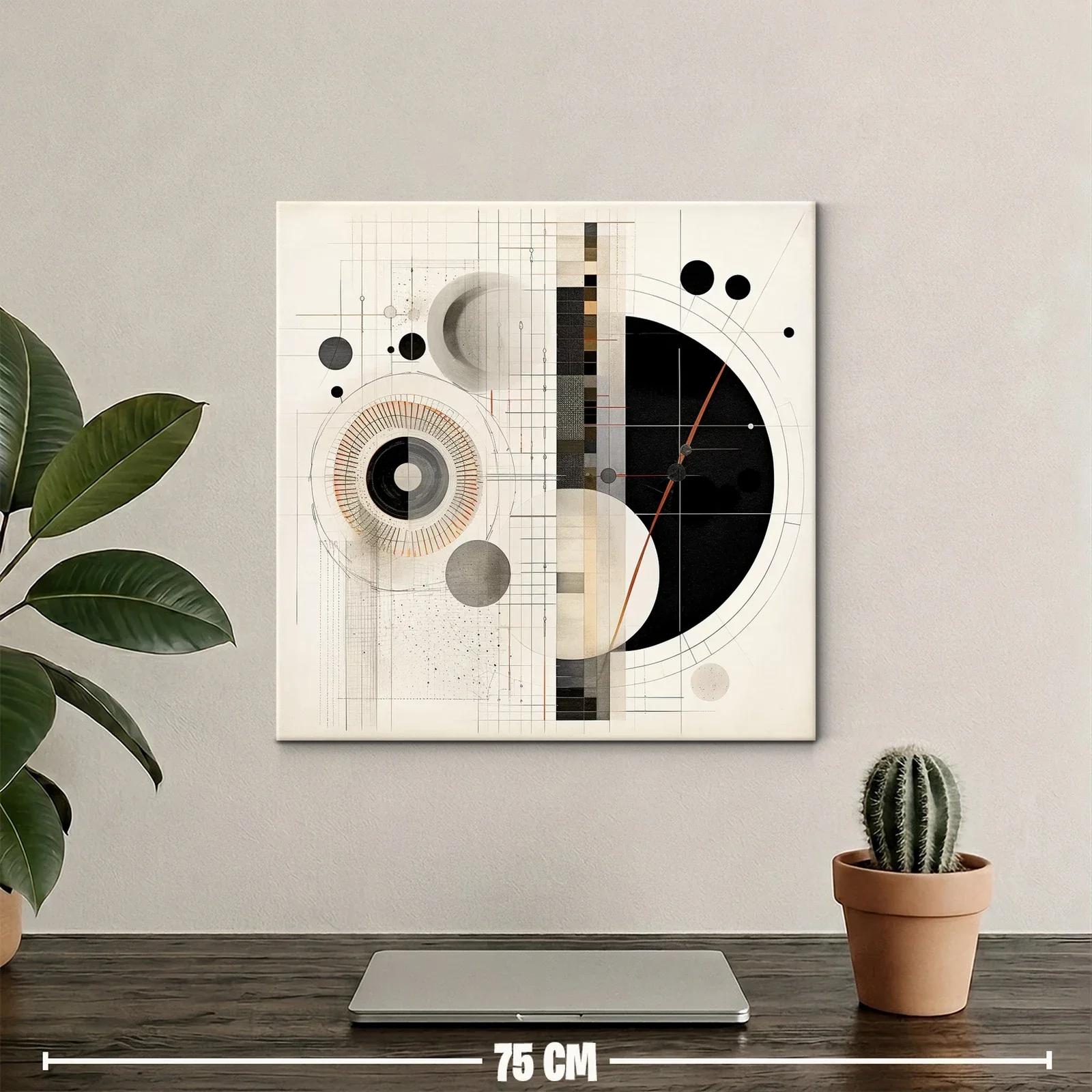 Cuadro abstracto geométrico con círculos y líneas delicadas — miniatura 2