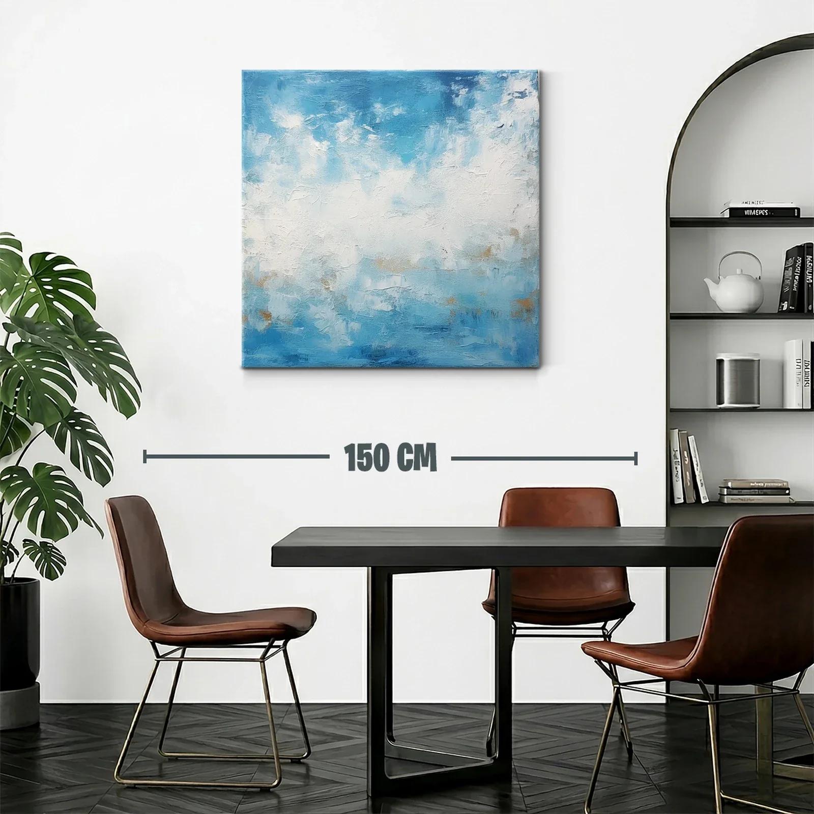 Abstracto en tonos azules y blancos con toques dorados — miniatura 2