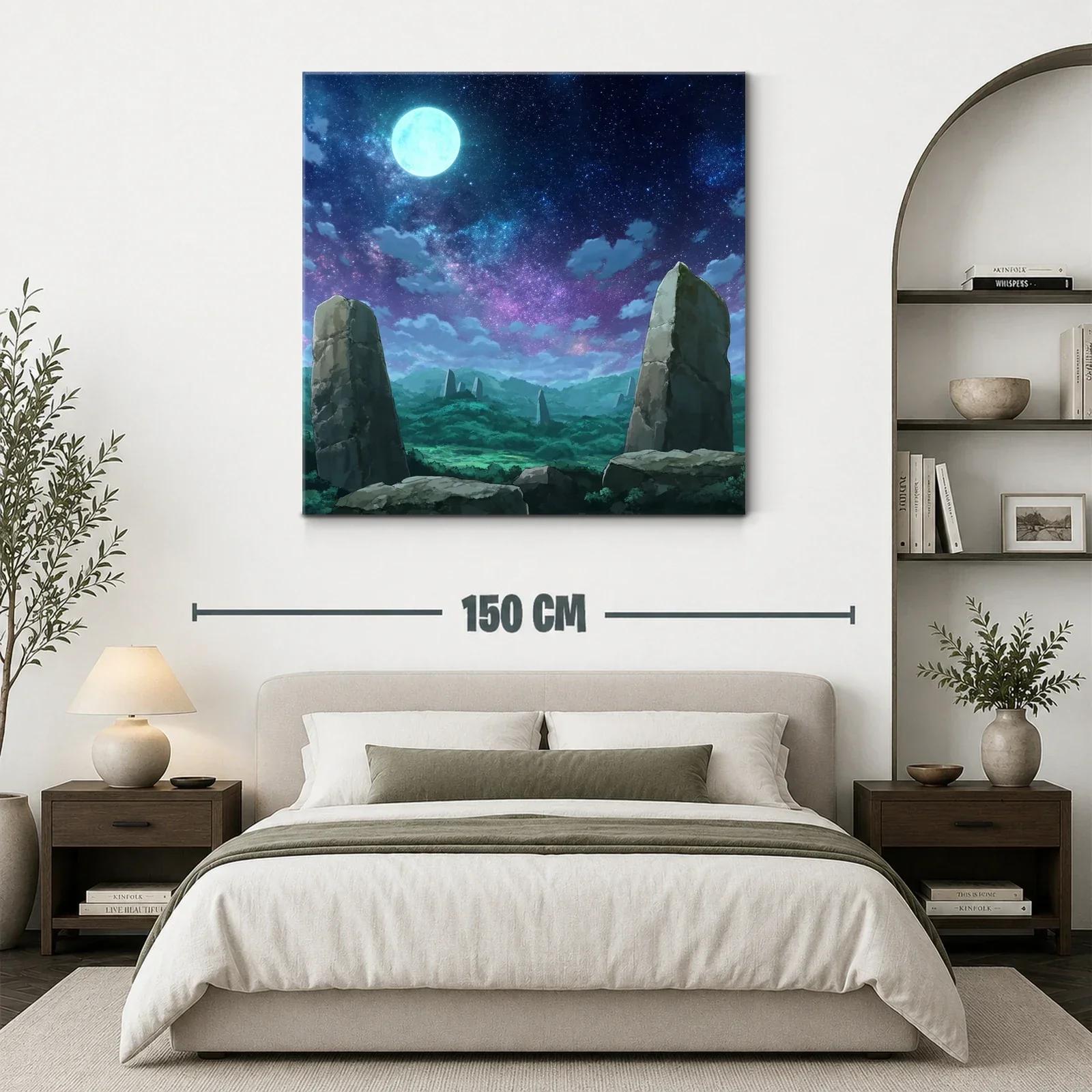 Paisaje nocturno con piedras monolíticas y cielo estrellado — miniatura 3
