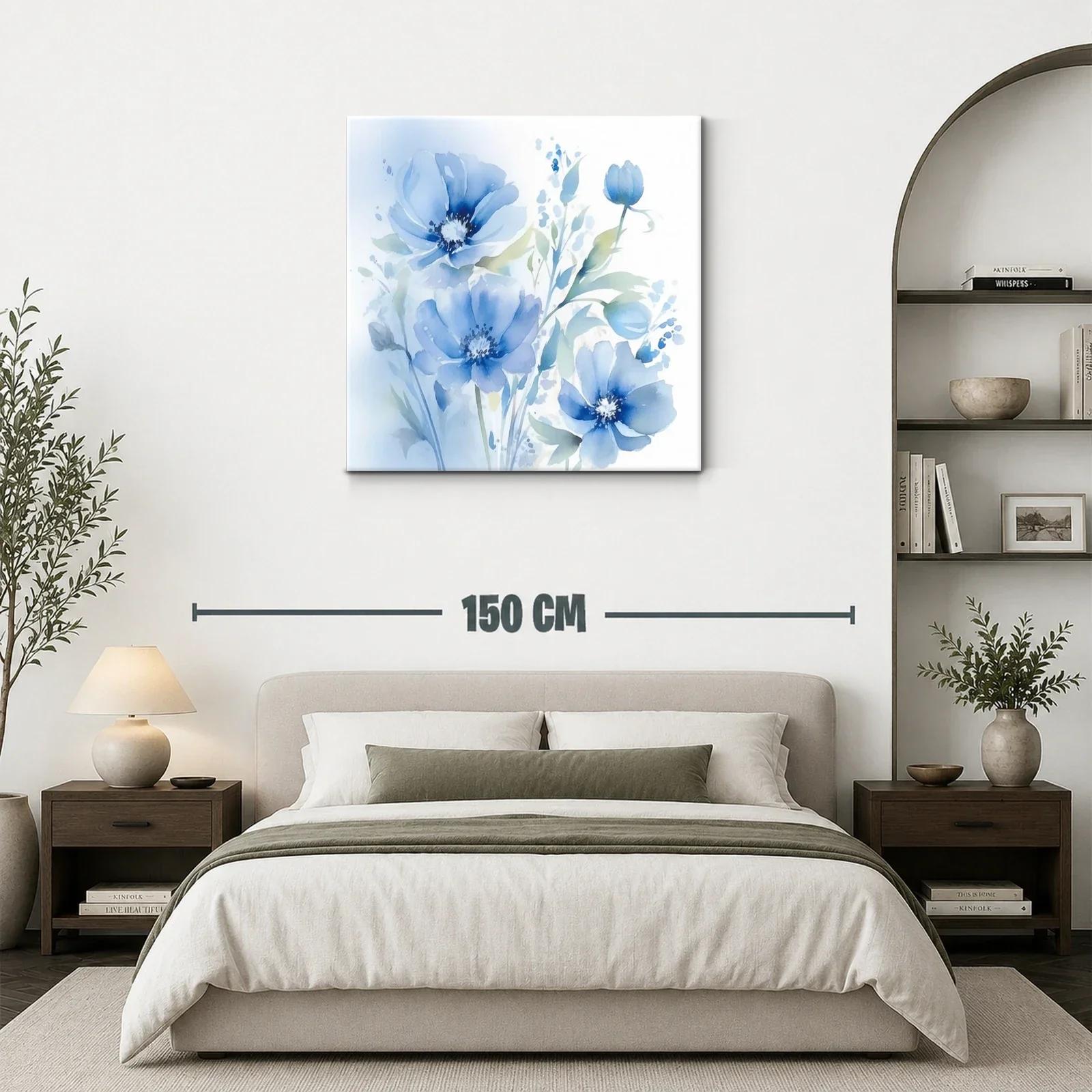 Cuadro floral en tonos azules con delicados pétalos — miniatura 3