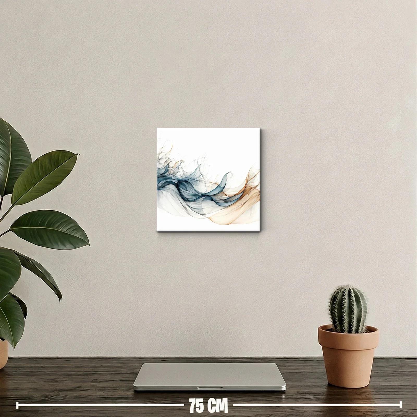 Arte abstracto con suaves ondas en tonos azules y beige — miniatura 2