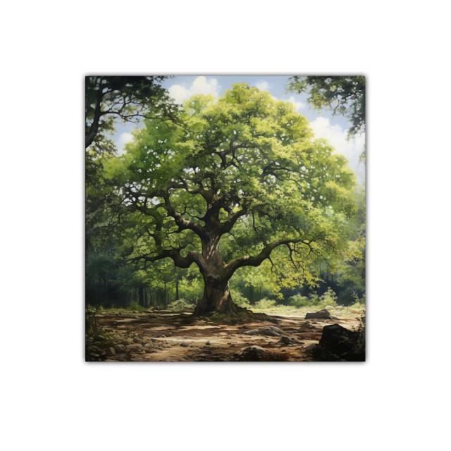 Imponente árbol verde con luz natural entre sombras