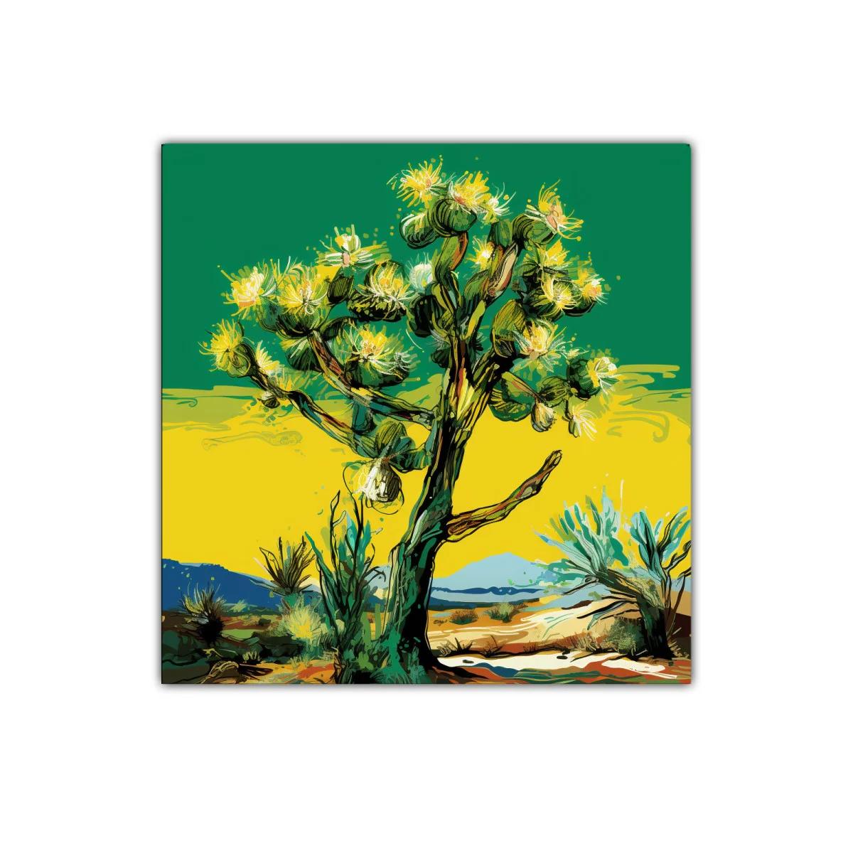 Árbol vibrante con flores amarillas en paisaje desértico — miniatura 1