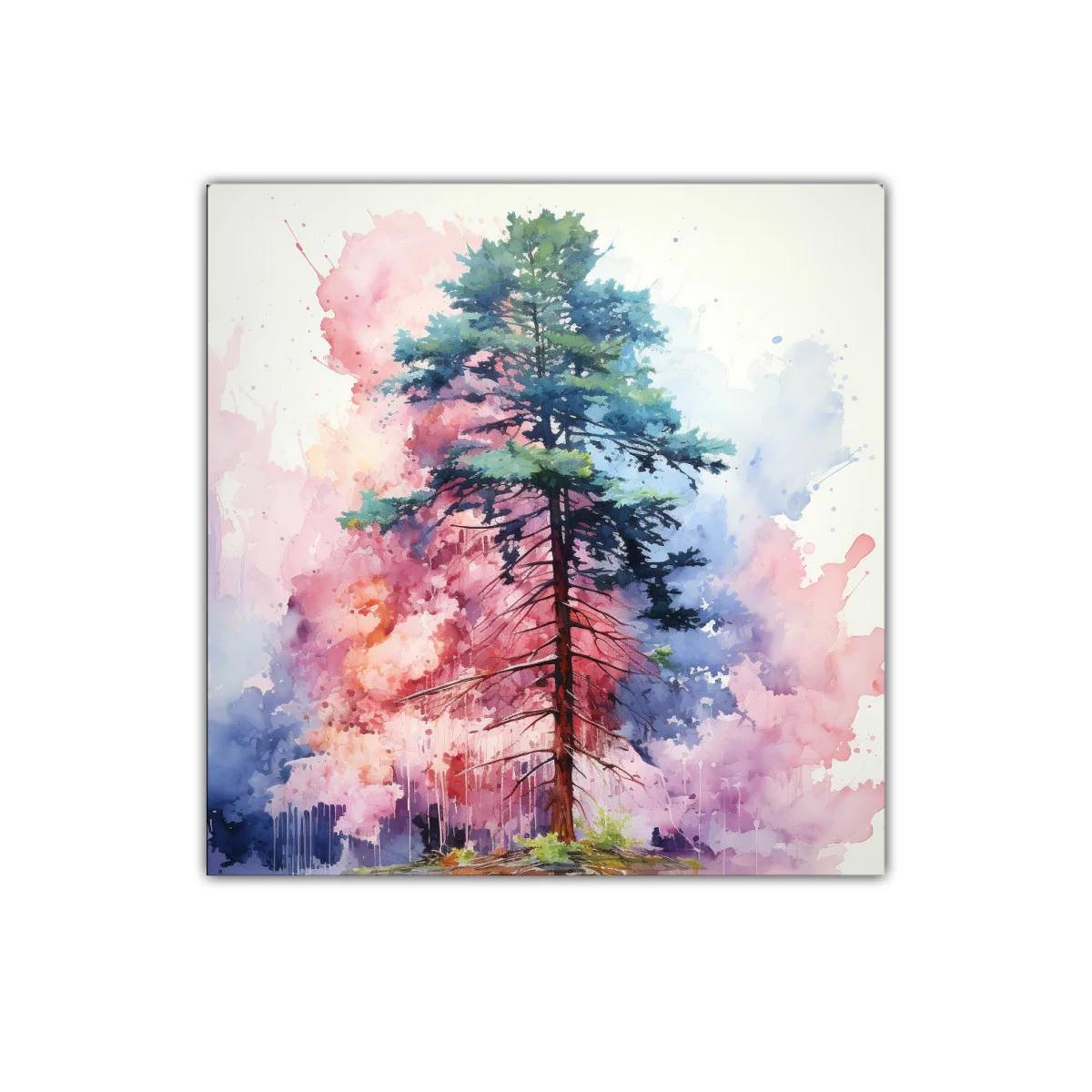 Árbol solitario con fondo vibrante en tonos pastel — imagen principal