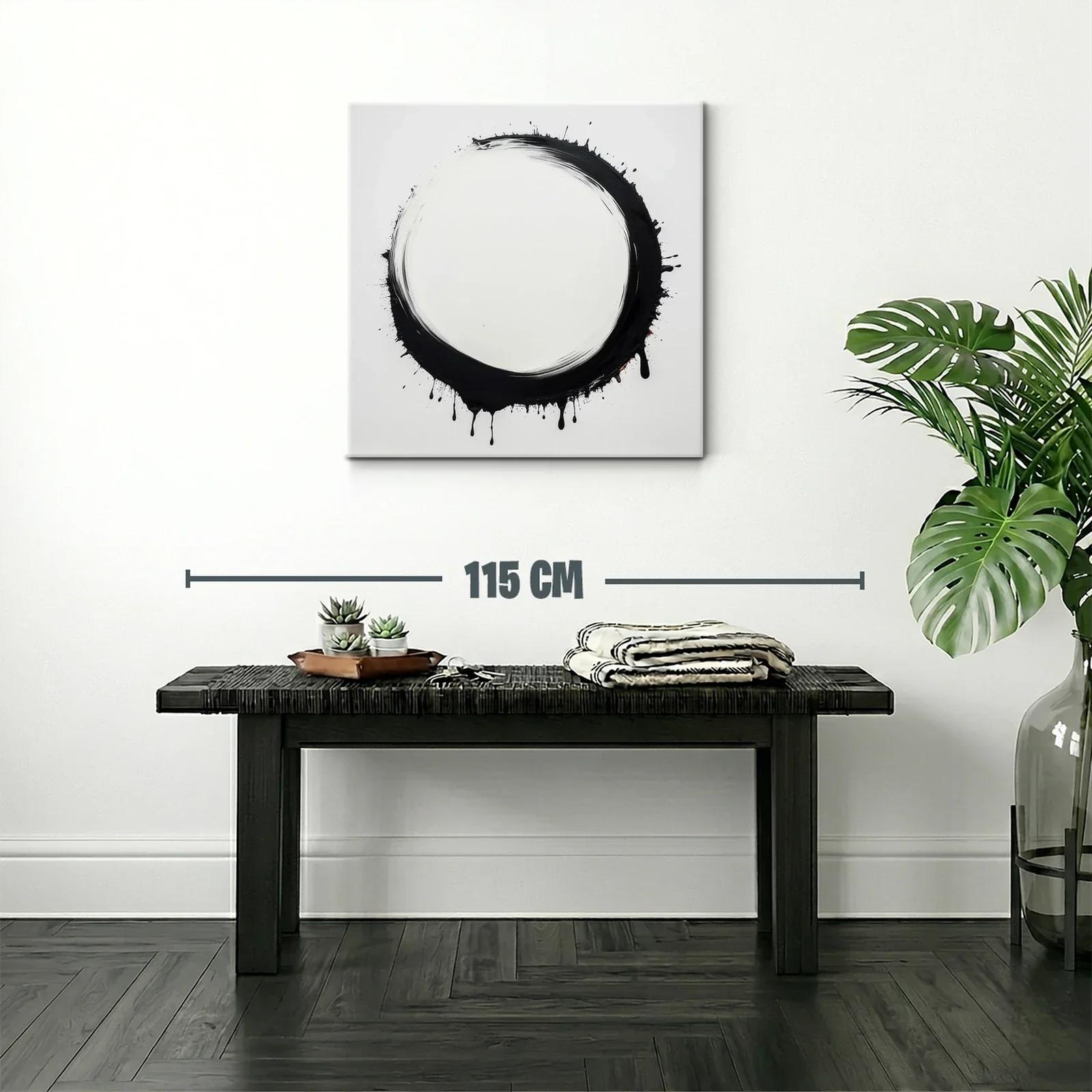 Círculo negro abstracto con efecto de goteo en fondo blanco — miniatura 2