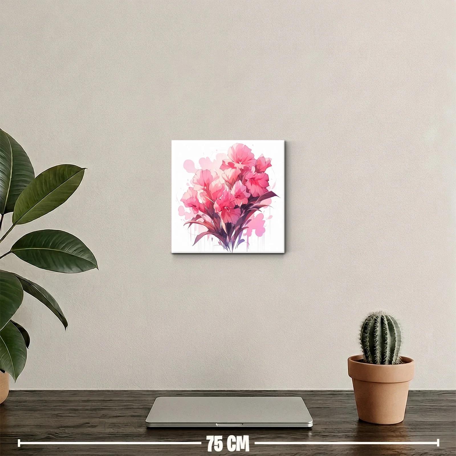 Cuadro decorativo con flores en tonos rosa y lavanda — miniatura 2