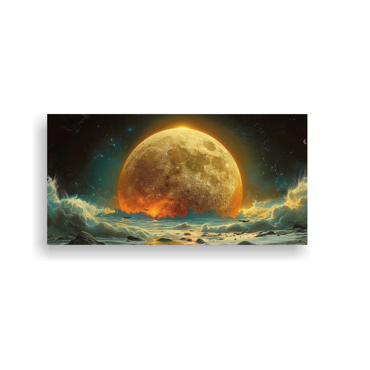 Cuadro luna llena sobre el mar con orilla rocosa — imagen principal