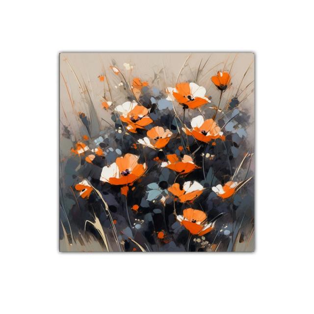 Flores naranjas y blancas con fondo gris elegante