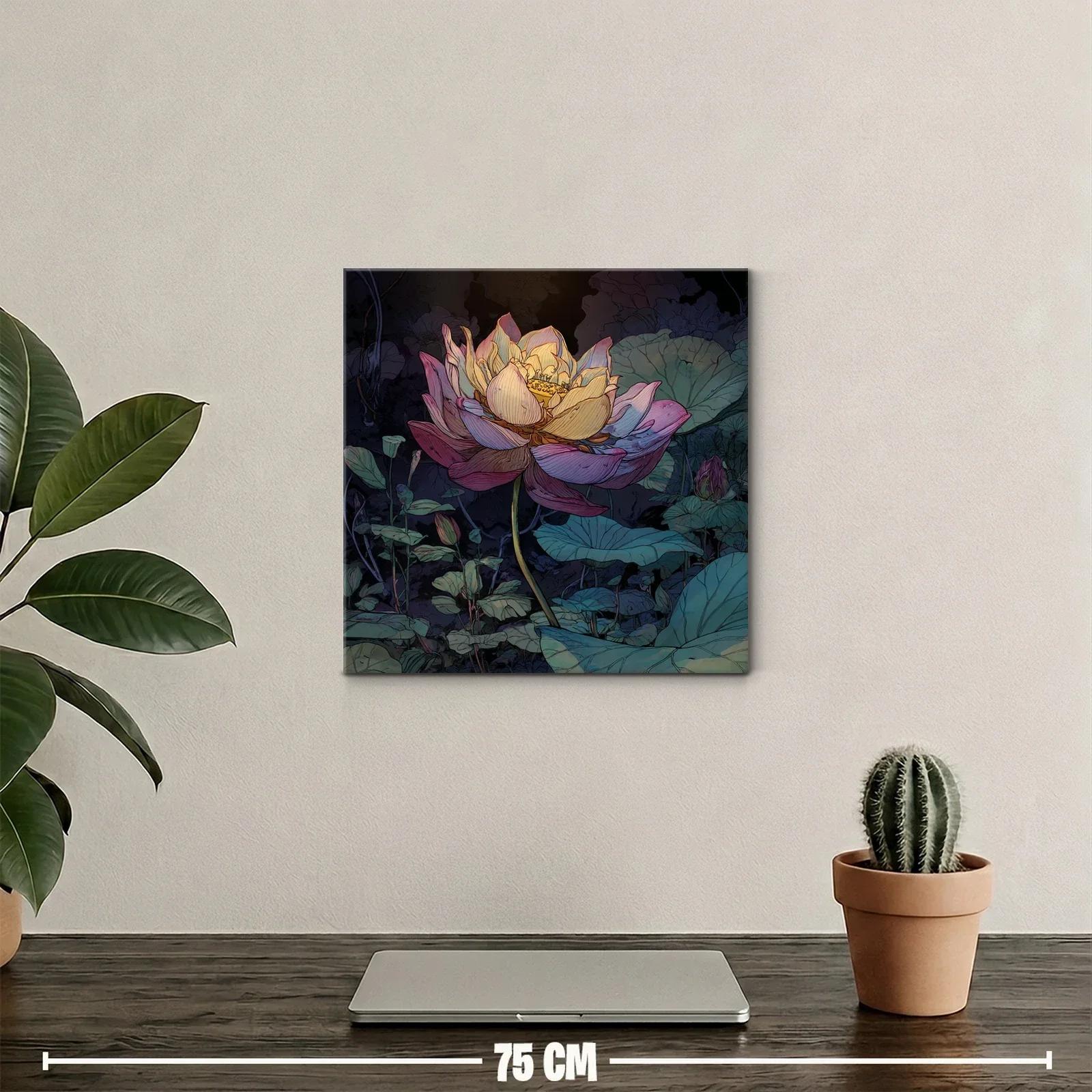 Flor luminosa entre hojas verdes en ambiente nocturno — miniatura 2