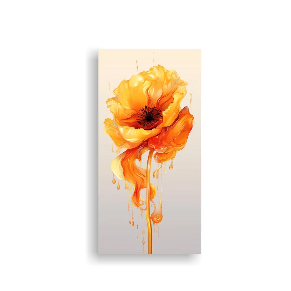 Cuadro amapola naranja con pétalos goteantes