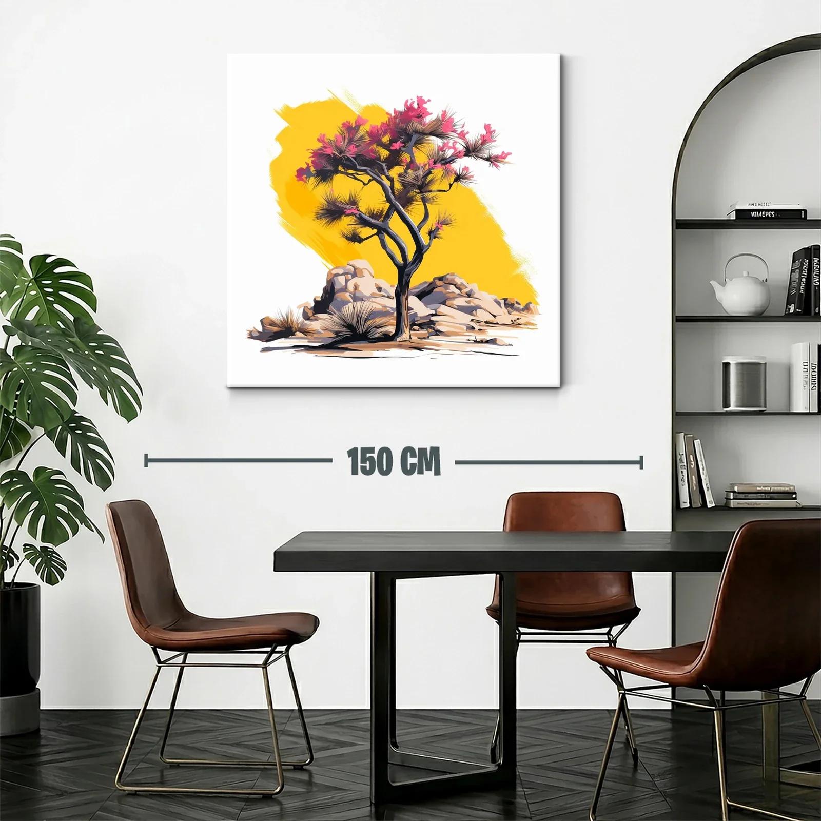 Árbol floreciente con fondo amarillo vibrante — miniatura 2
