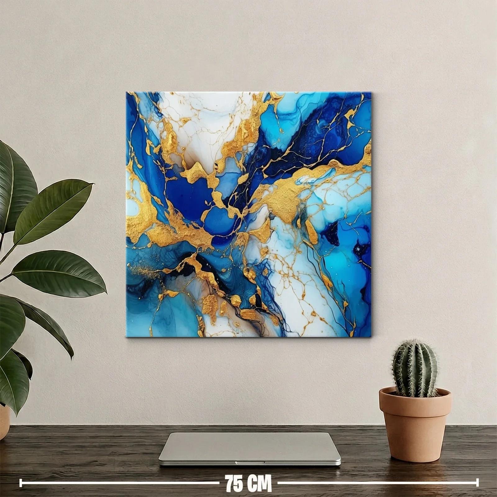 Composición abstracta en azul y dorado vibrante — miniatura 2