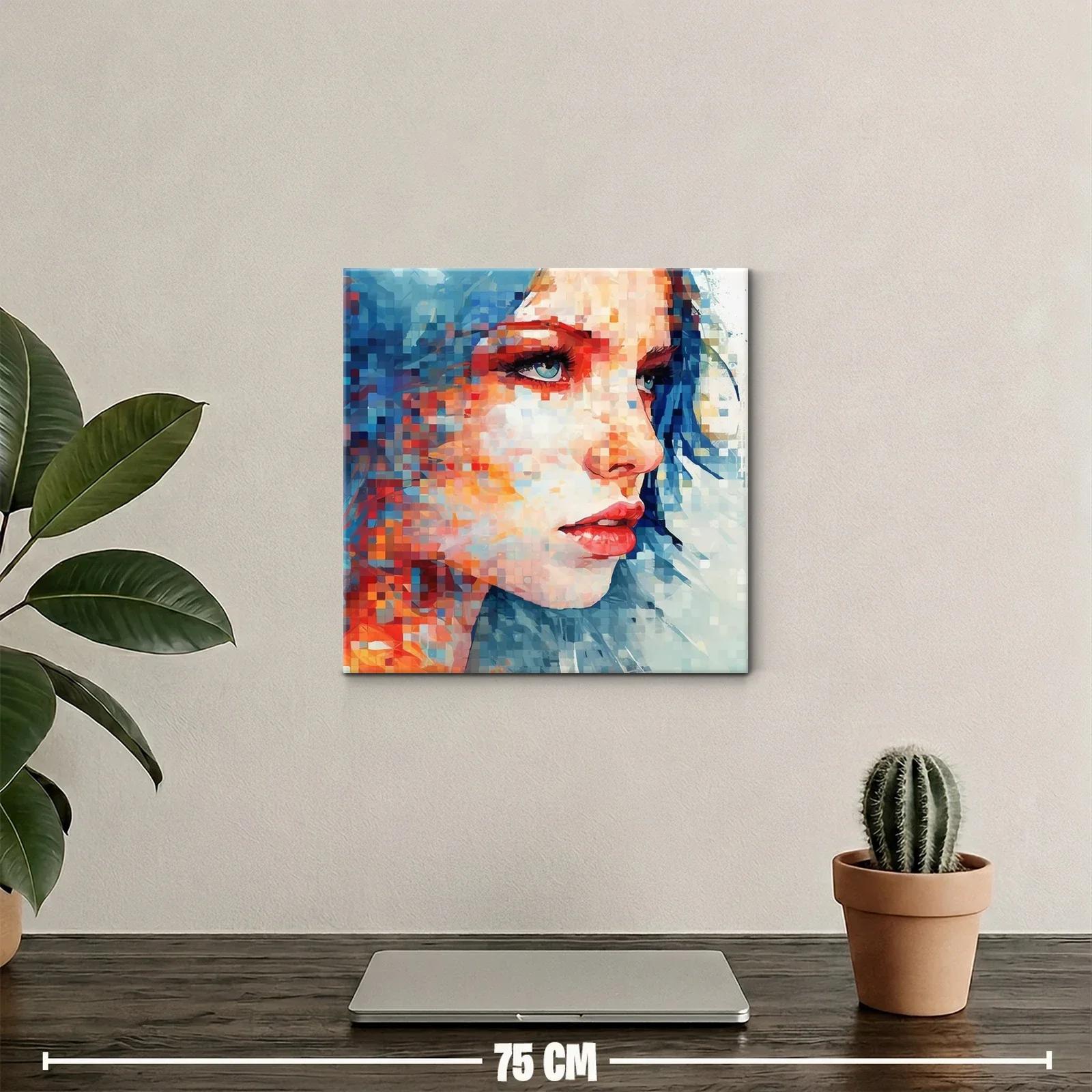 Retrato vibrante con rostro femenino en tonos fríos y cálidos — miniatura 2