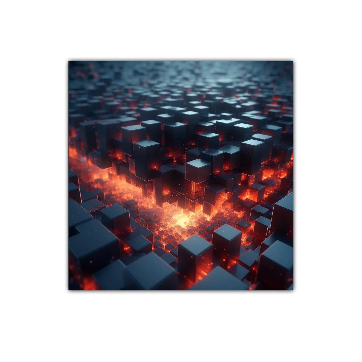 Cuadro urbano futurista con luces de lava incandescentes — imagen principal
