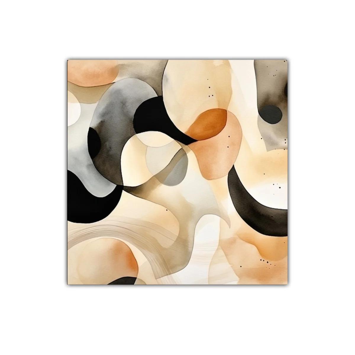 Composición abstracta con tonos tierra y negros suaves