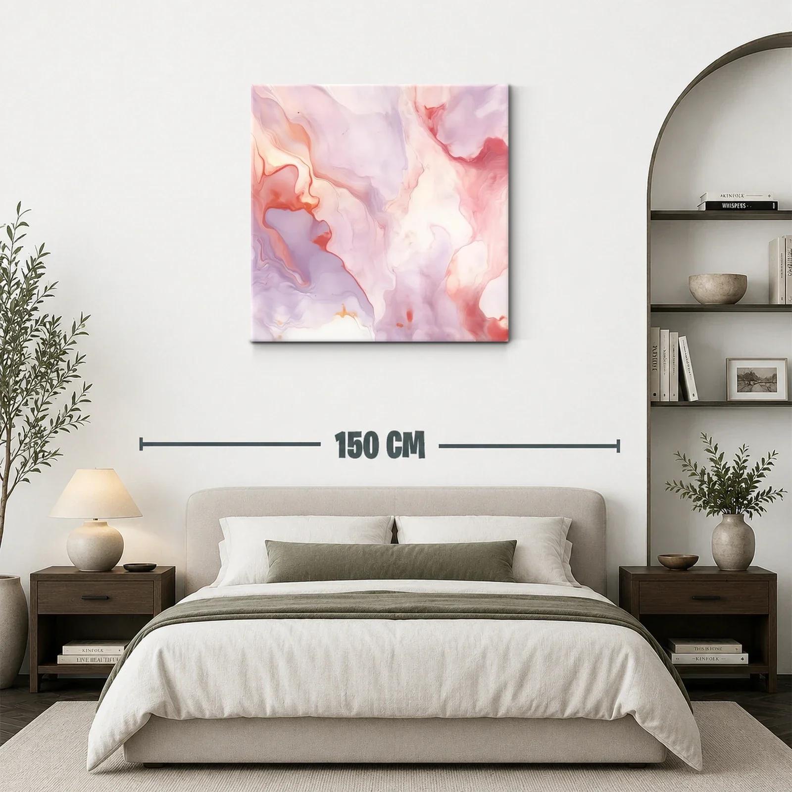 Cuadro abstracto con tonos suaves rosas y lilas — miniatura 3