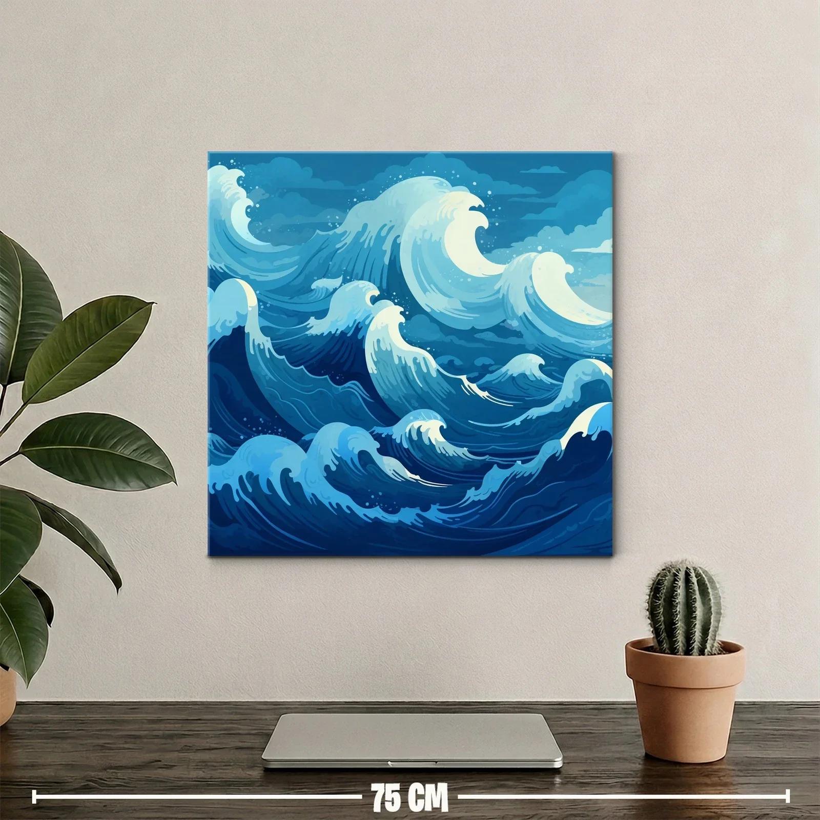 Dinámico cuadro de olas marinas en tonos azules vibrantes — miniatura 2
