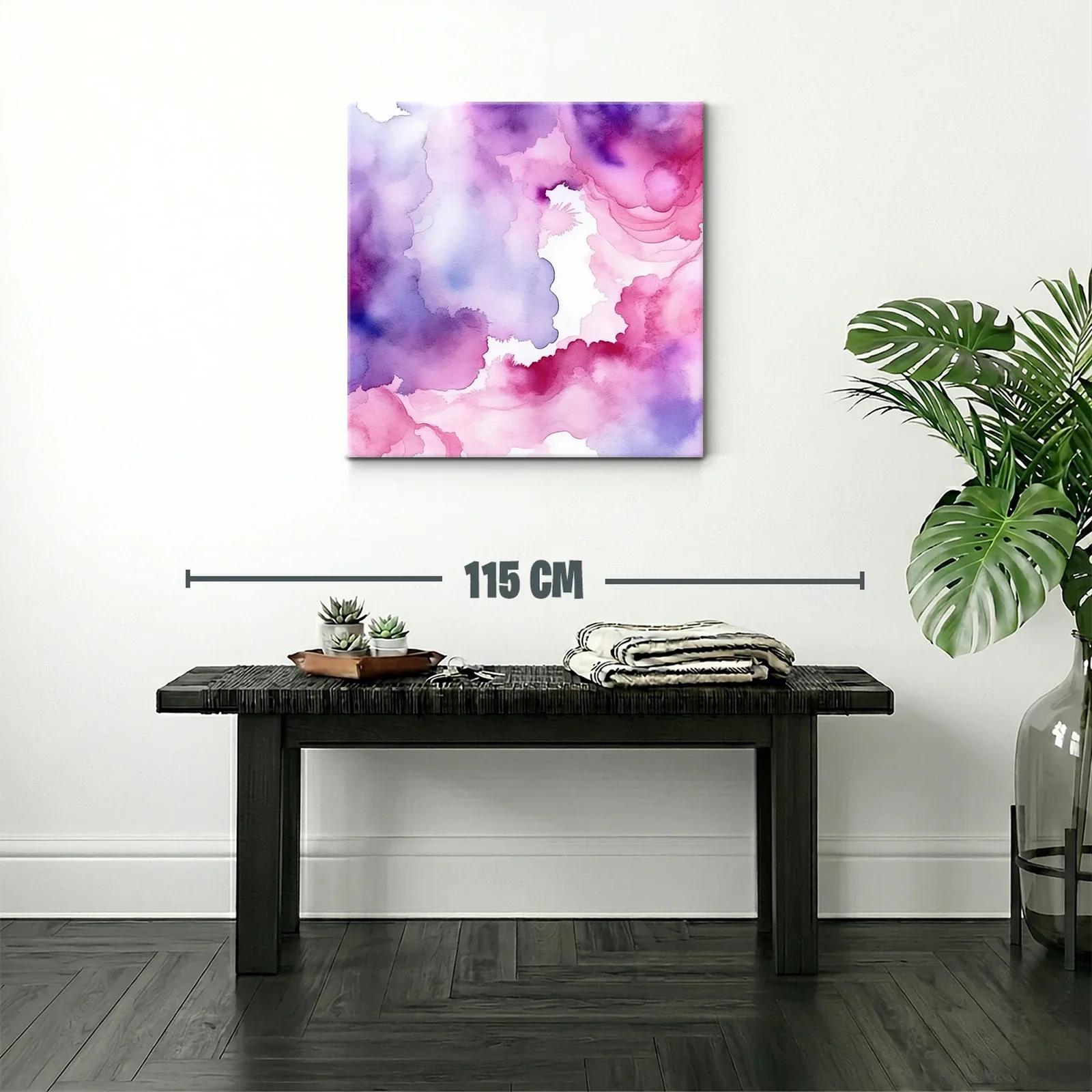 Cuadro abstracto con tonos morados y rosas vibrantes — miniatura 2