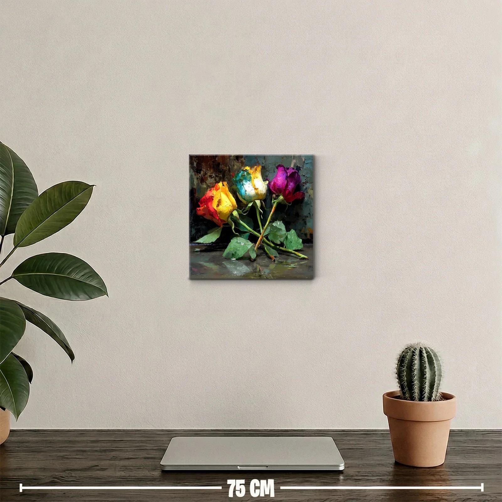 Rosas Multicolor Sobre Fondo Oscuro con Textura — miniatura 2