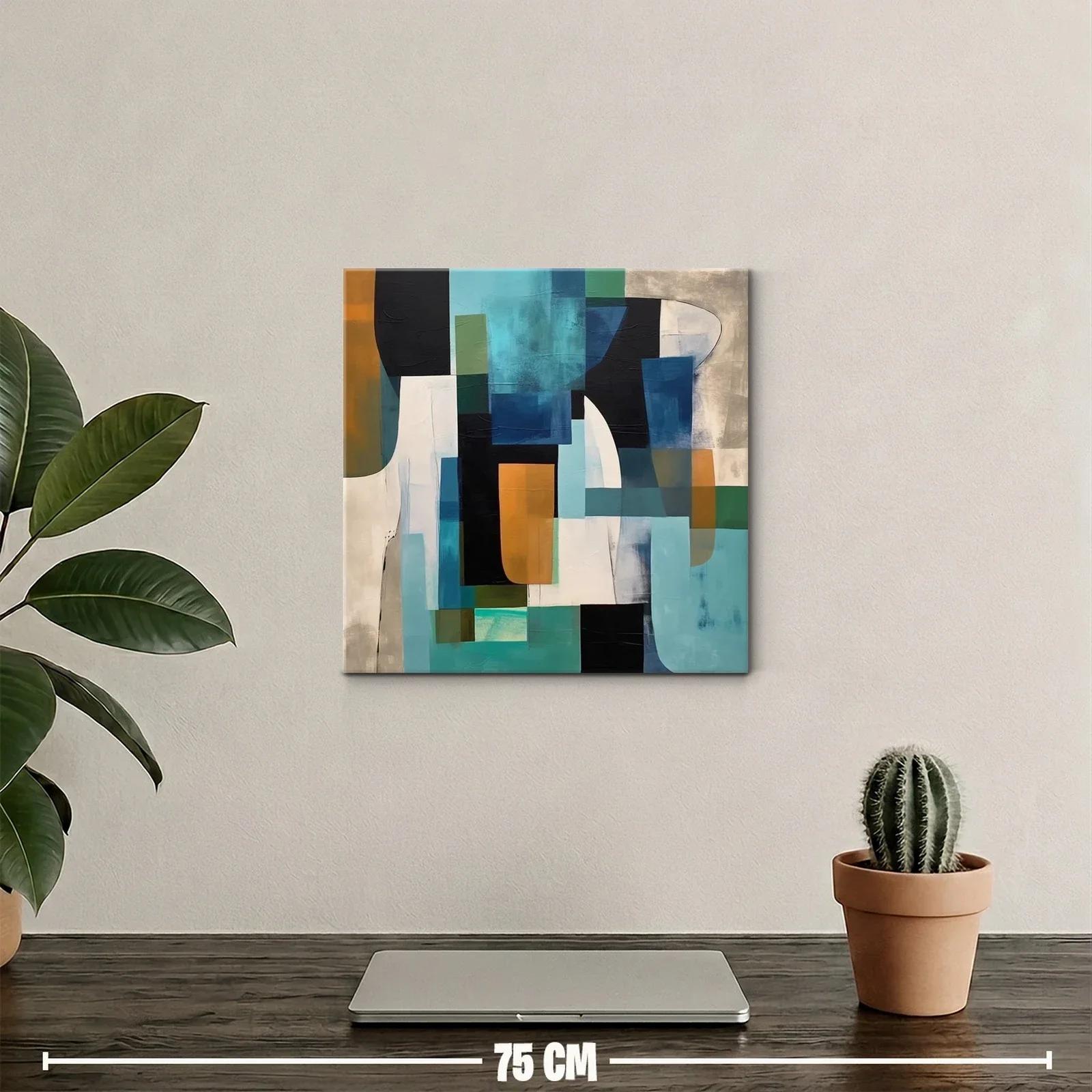 Composición abstracta con tonos azules y ocres vibrantes — miniatura 2