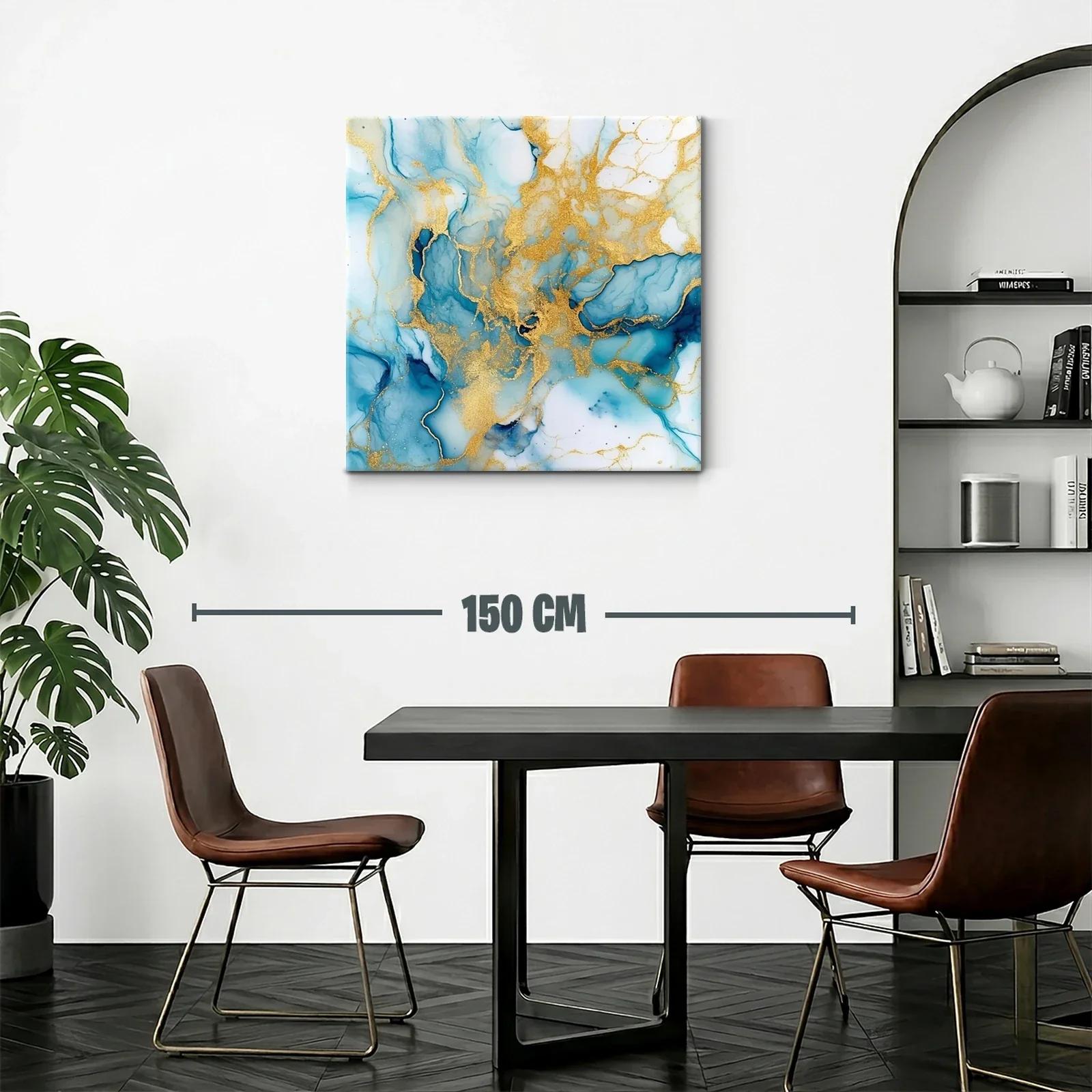 Abstracción elegante en azul con detalles dorados brillantes — miniatura 2