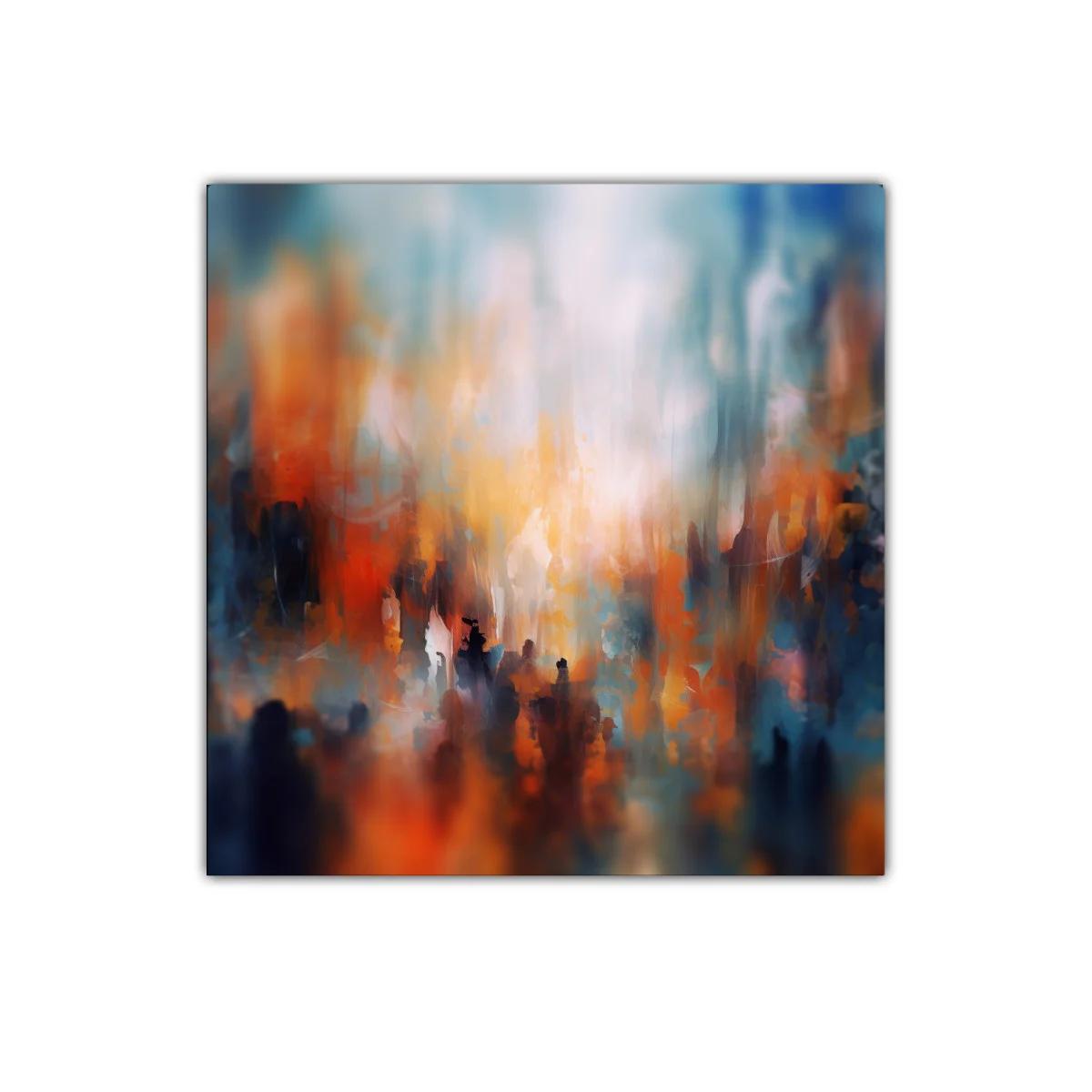 Cuadro Abstracto con Tonos Cálidos y Fríos en Armonía — imagen principal