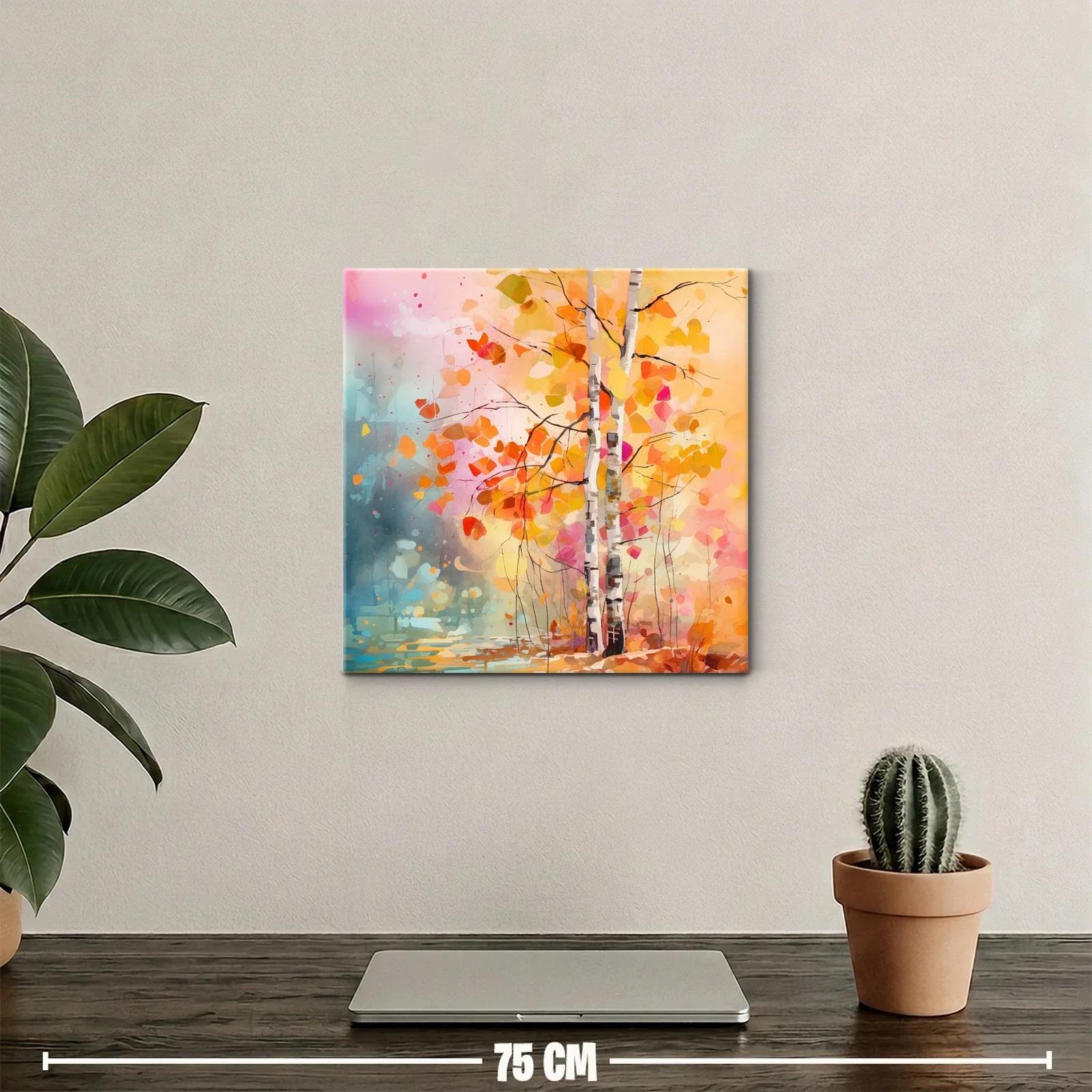 Bosque otoñal con troncos blancos y hojas cálidas — miniatura 2