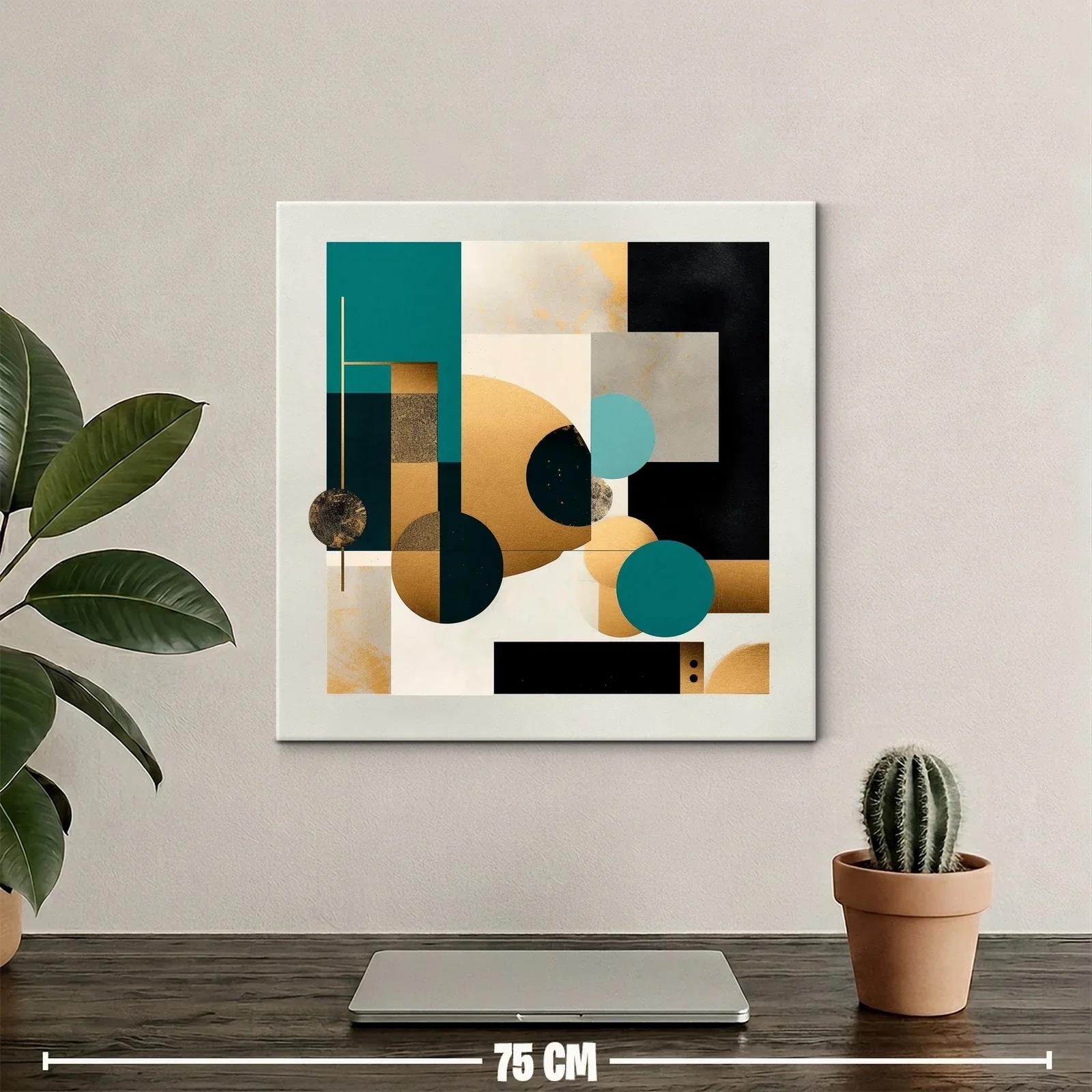 Composición abstracta con tonos dorados y azul profundo — miniatura 2