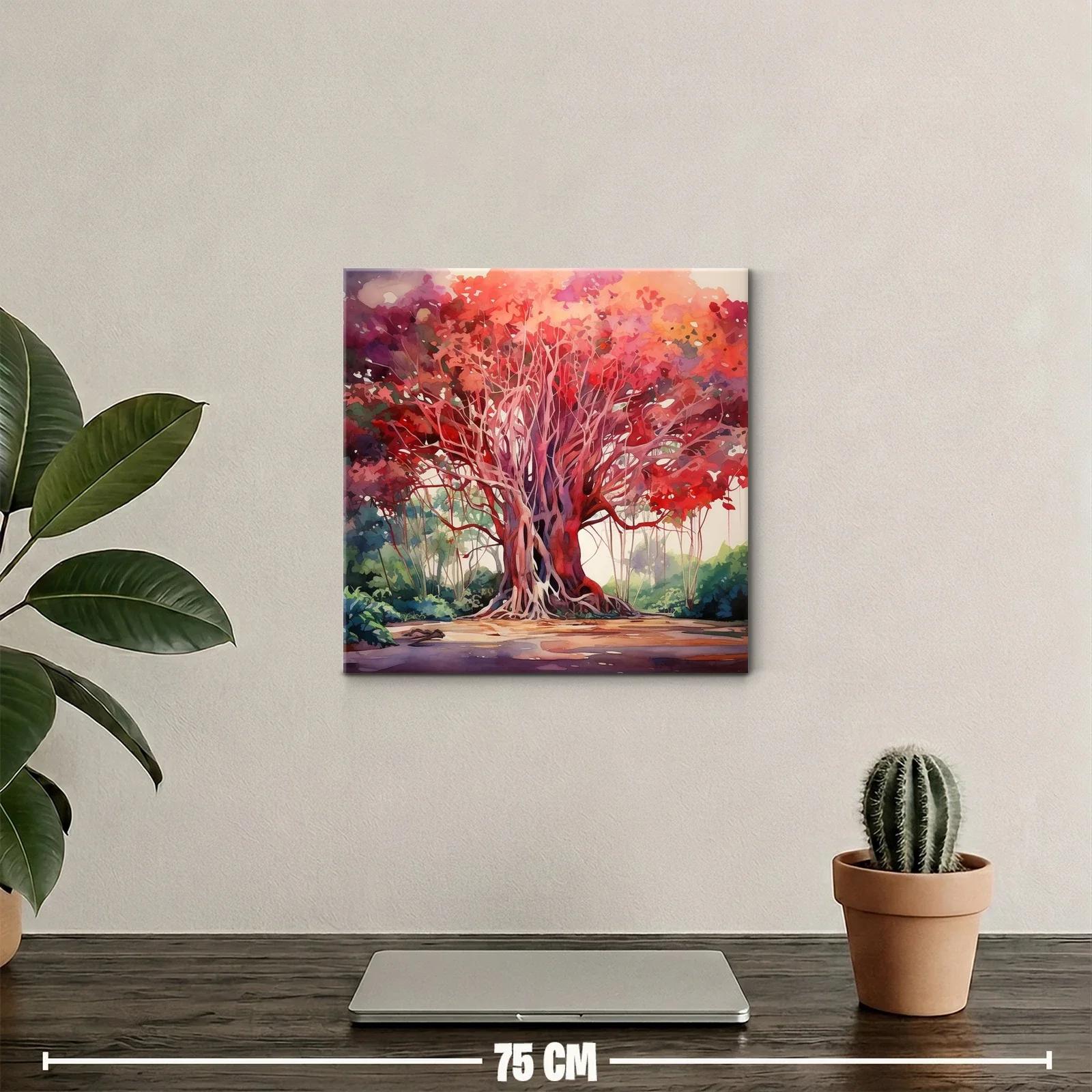 Árbol majestuoso con follaje en tonalidades rojas vibrantes — miniatura 2