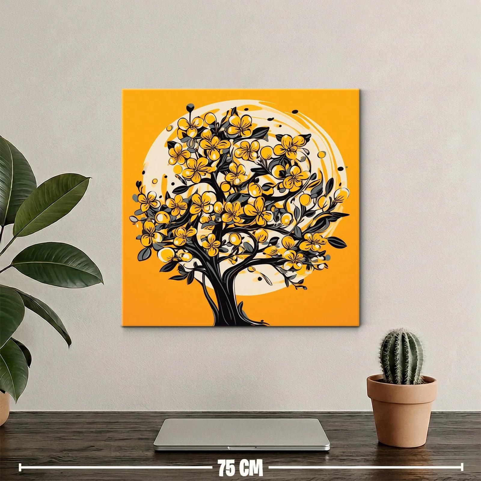 Arbol florido en tonos cálidos para ambientar tu hogar — miniatura 2