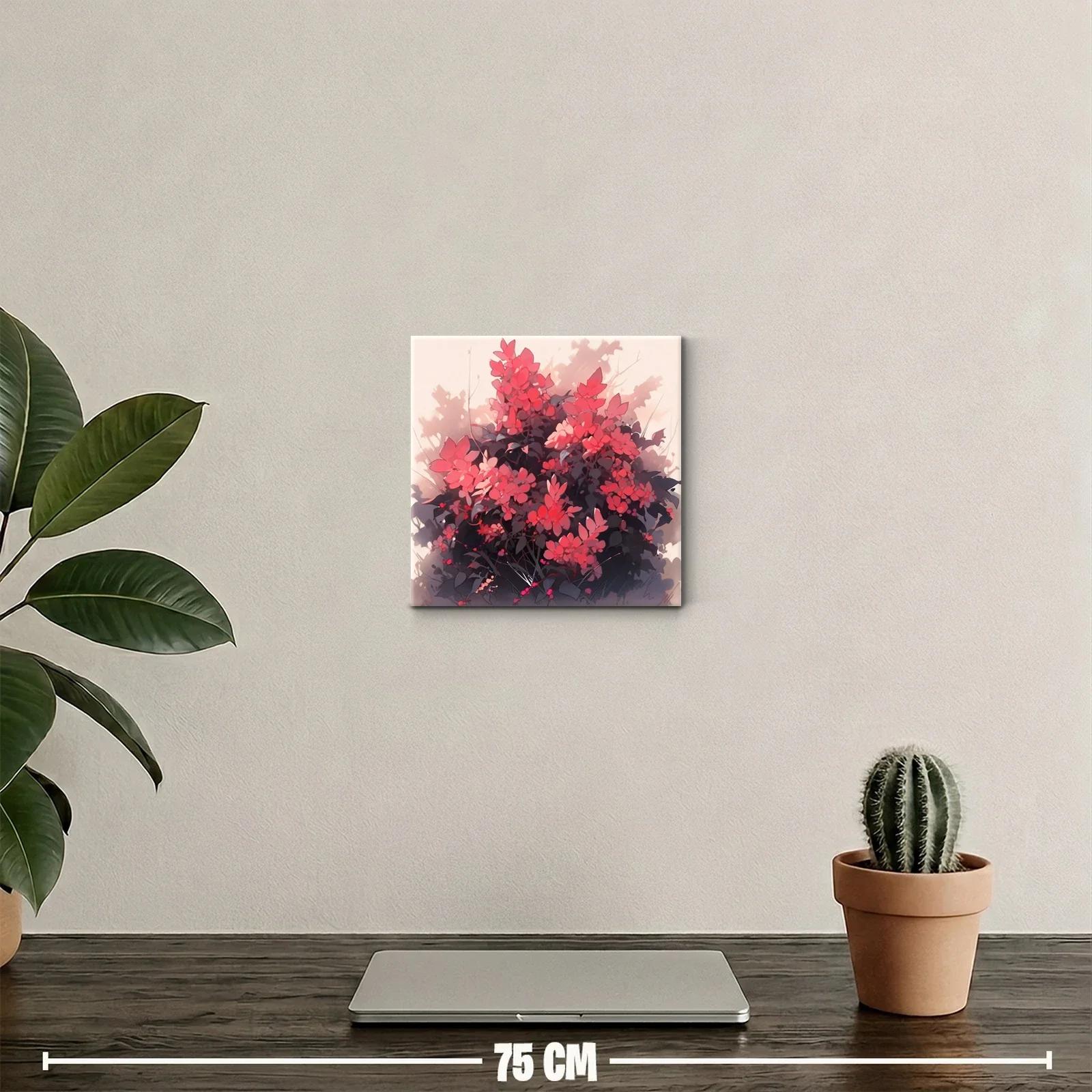 Cuadro decorativo con ramo floral en tonos rojos vibrantes — miniatura 2
