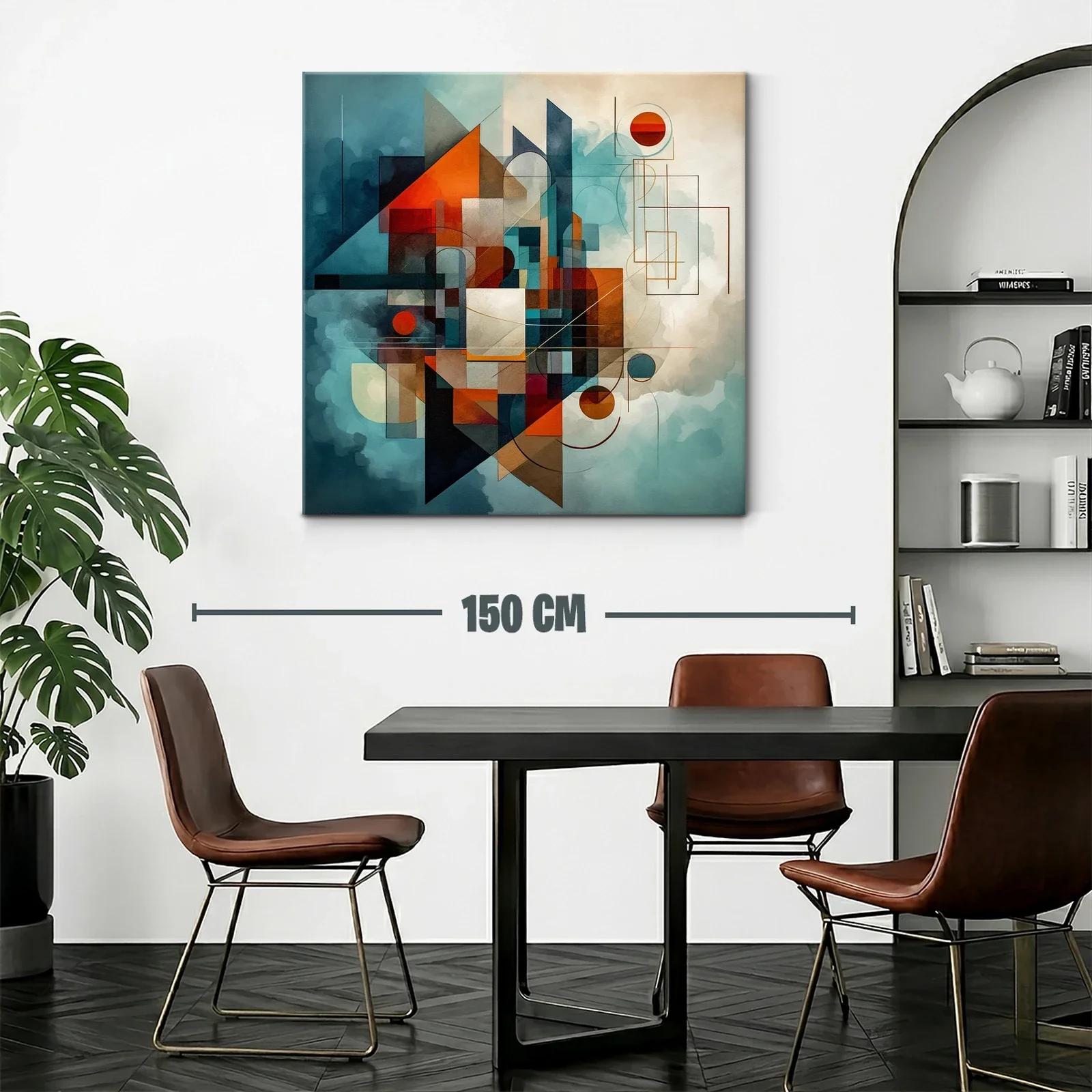 Composición geométrica abstracta en tonos cálidos y fríos — miniatura 2