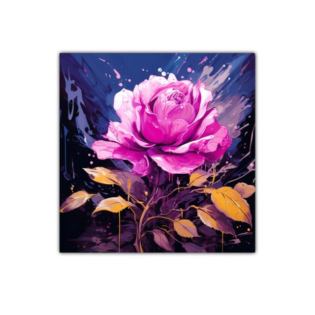 Flor vibrante en tonos rosas y amarillos sobre fondo oscuro